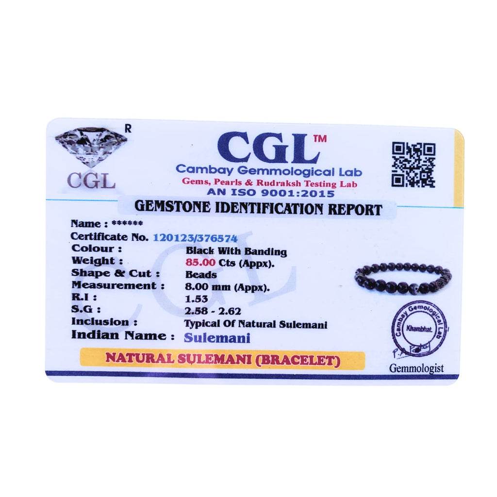 Apnisanskriti Certified Stone Bracelet (8mm) – Natural Reiki Feng Shui Round Gemstone – Free Size for Men & Women