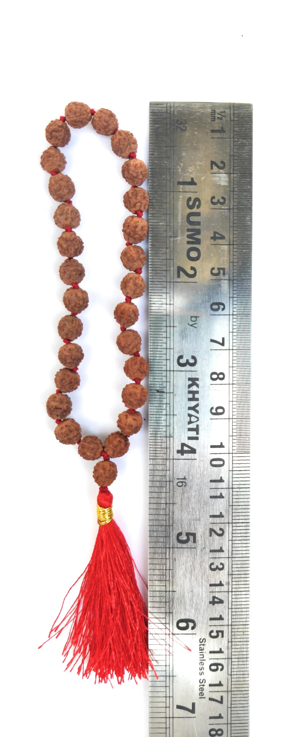 Apnisanskriti 5 Mukhi Sumarini Rudraksha Mala Men/Women for Jaap (7mm, Medium Bead Size, 27 Beads, Lab Certified) - Natural Brown Rudraksha Beads - Pack of 1
