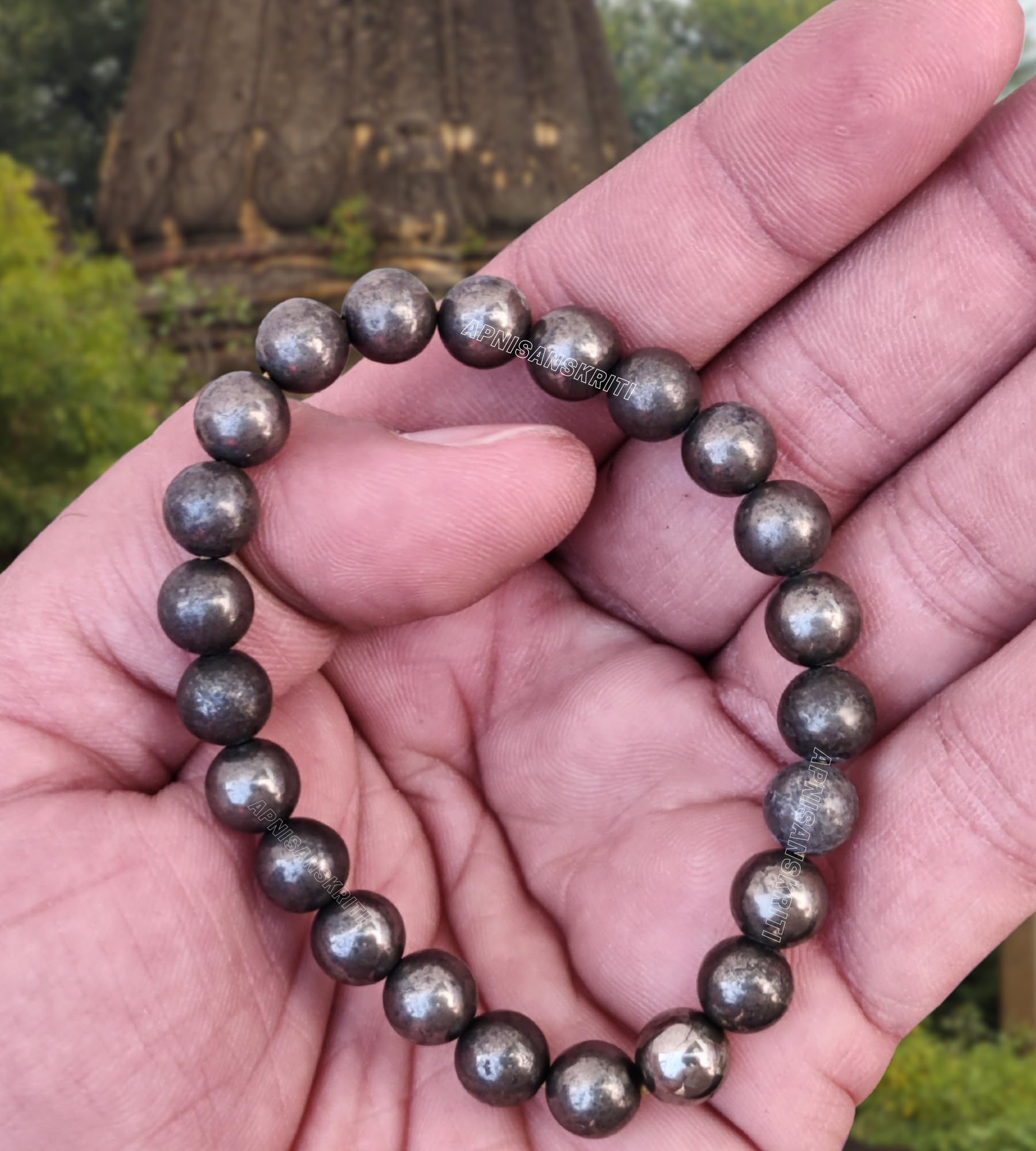 Apnisanskriti Certified Stone Bracelet (8mm) – Natural Reiki Feng Shui Round Gemstone – Free Size for Men & Women