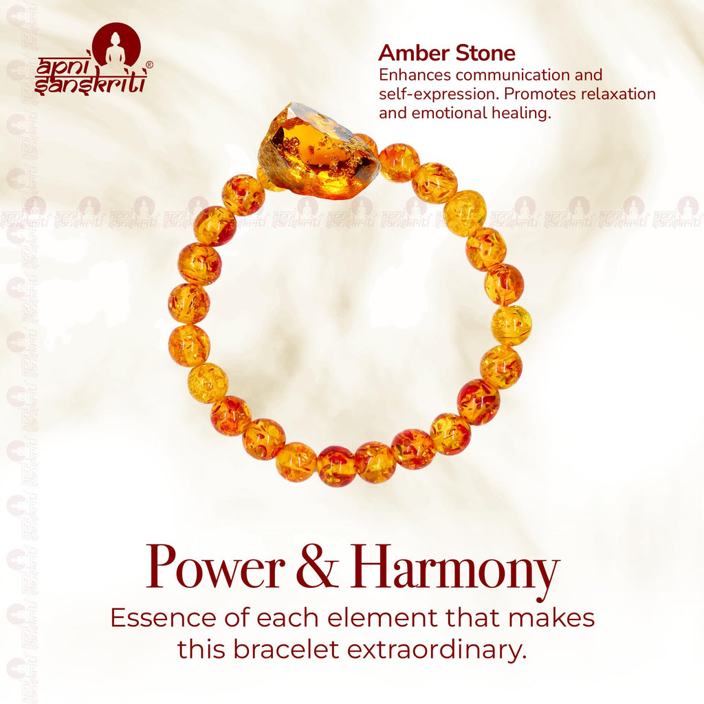 Apnisanskriti Certified Stone Bracelet (8mm) – Natural Reiki Feng Shui Round Gemstone – Free Size for Men & Women