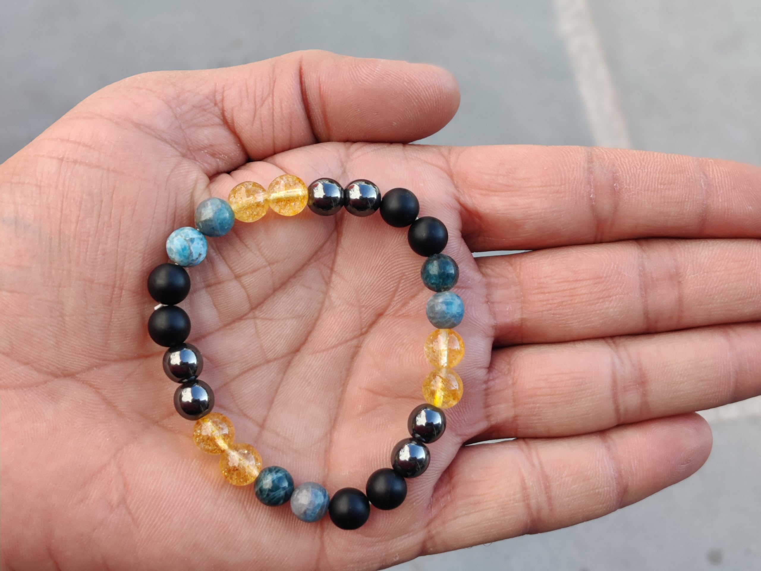 Apnisanskriti Arthritis Healing Crystal Band | Round Multicolor Beads | Elastic Handmade Jewelry for Men and Women