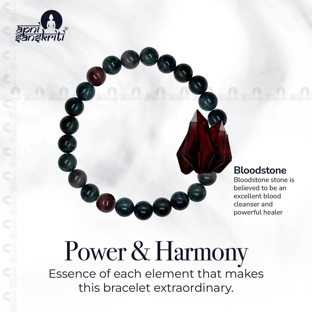 Apnisanskriti Certified Stone Bracelet (8mm) – Natural Reiki Feng Shui Round Gemstone – Free Size for Men & Women