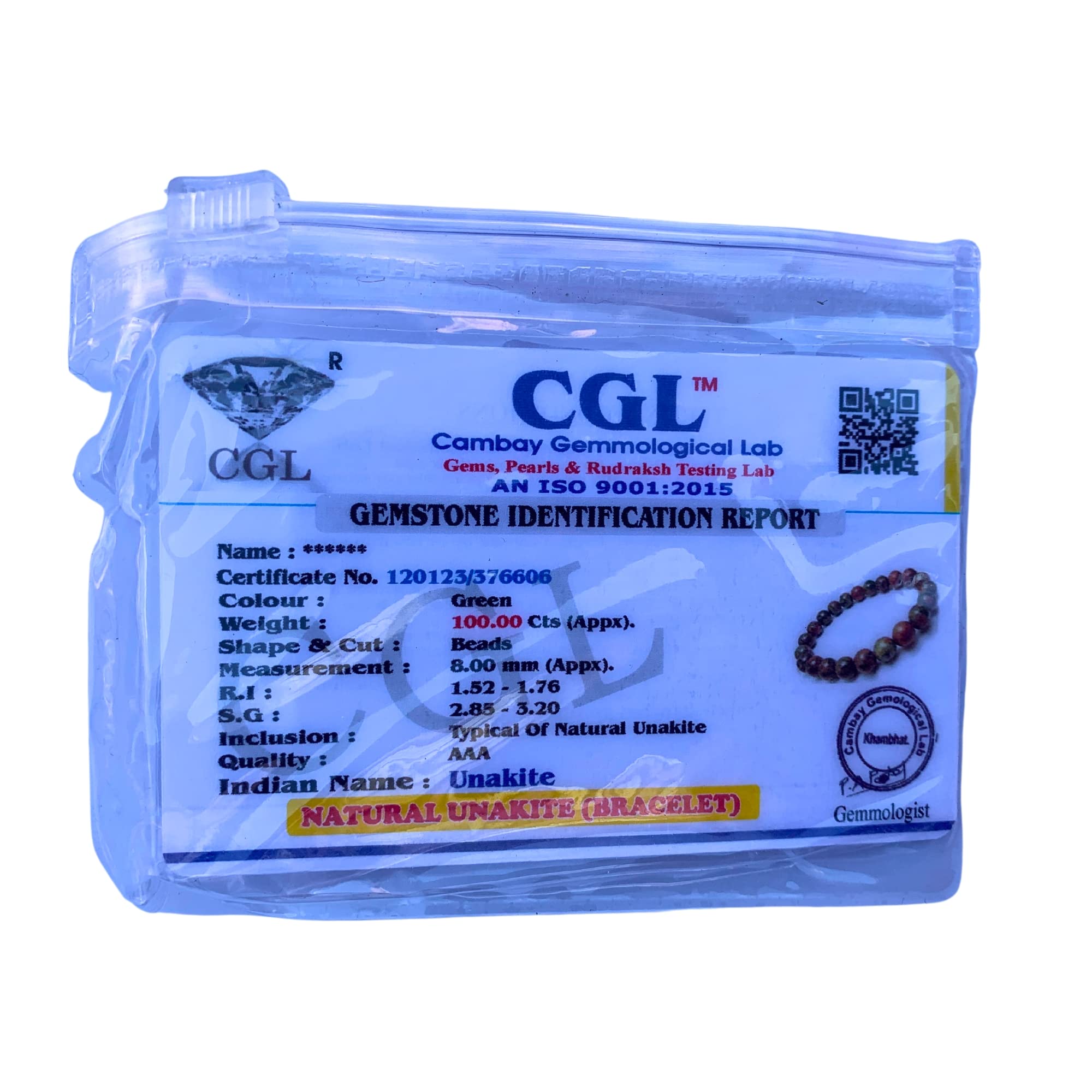 Apnisanskriti Certified Stone Bracelet (8mm) – Natural Reiki Feng Shui Round Gemstone – Free Size for Men & Women