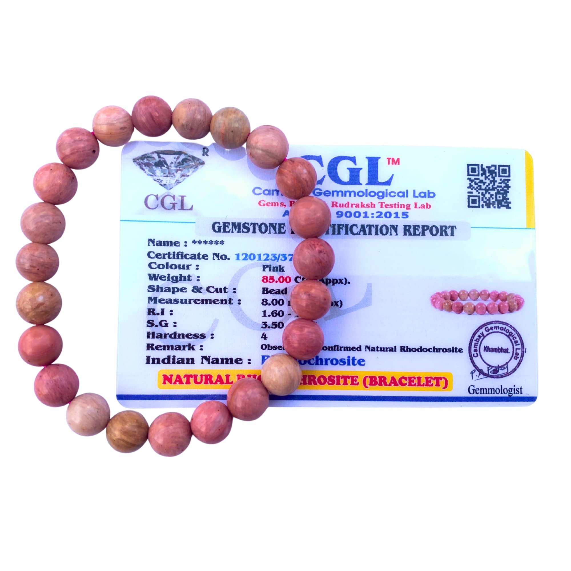 Apnisanskriti Certified Stone Bracelet (8mm) – Natural Reiki Feng Shui Round Gemstone – Free Size for Men & Women