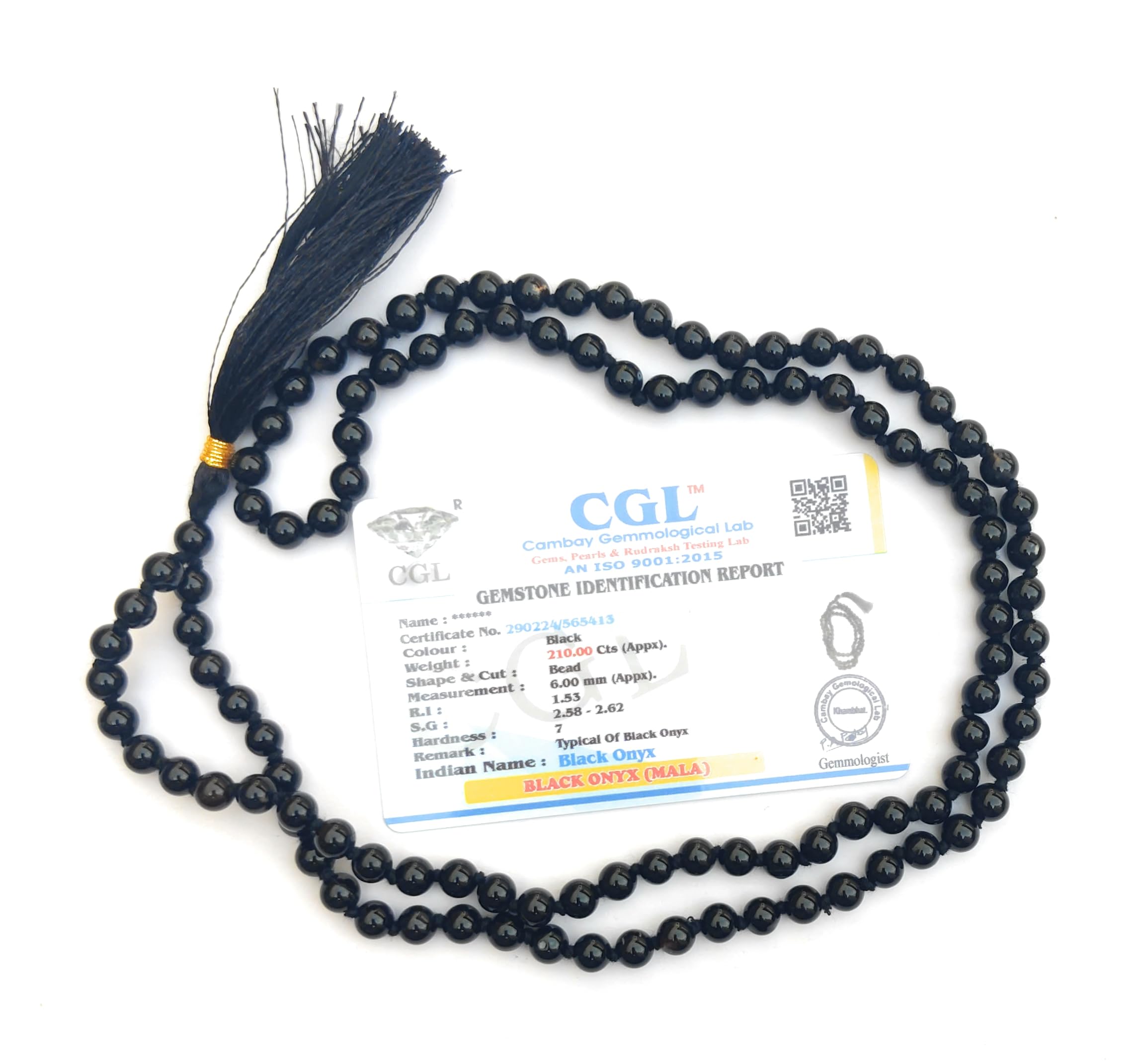 Apnisanskriti Black Onyx Shine Mala 6mm - Elegant Beads for Strength and Spiritual Balance (Pack of 1)
