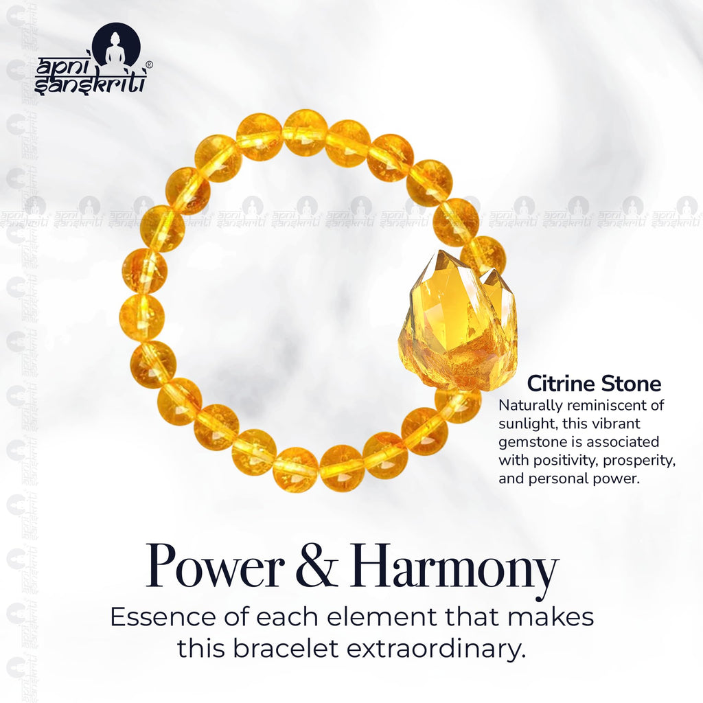 Apnisanskriti Certified Stone Bracelet (8mm) – Natural Reiki Feng Shui Round Gemstone – Free Size for Men & Women