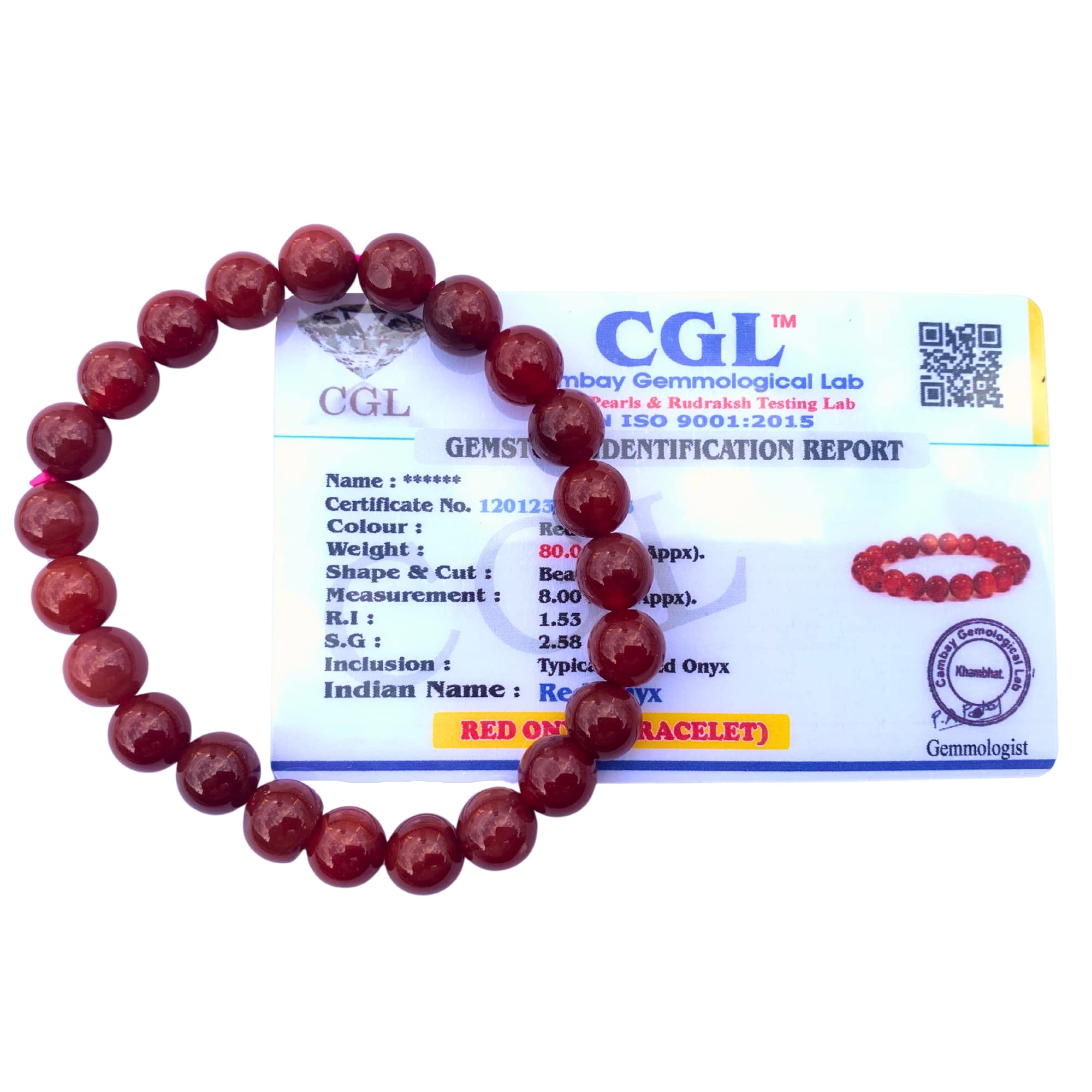 Apnisanskriti Certified Stone Bracelet (8mm) – Natural Reiki Feng Shui Round Gemstone – Free Size for Men & Women