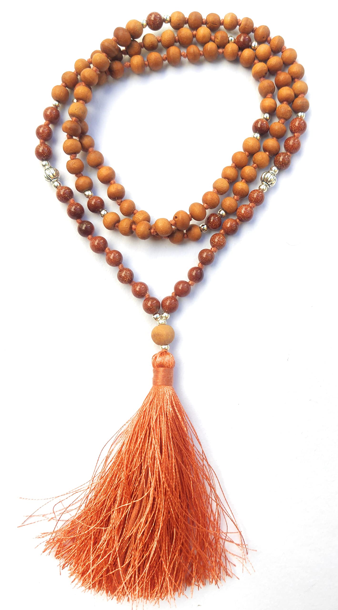 Apnisanskriti Chandan Mala (Sandalwood Rosary) For Men And Women Wearing (6Mm, Medium Size, 108+1, Lab Certified )Natural Chandan Beads