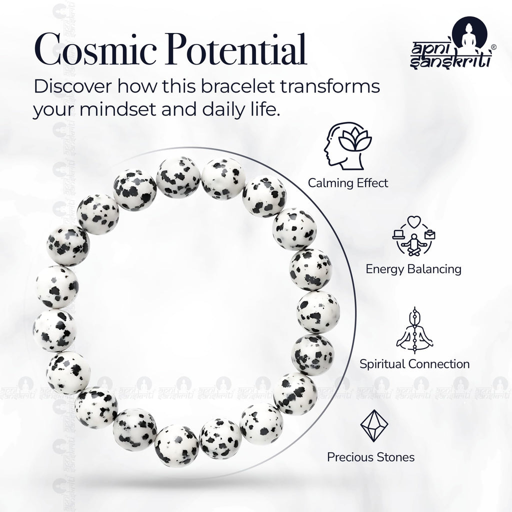 Apnisanskriti Certified Stone Bracelet (8mm) – Natural Reiki Feng Shui Round Gemstone – Free Size for Men & Women