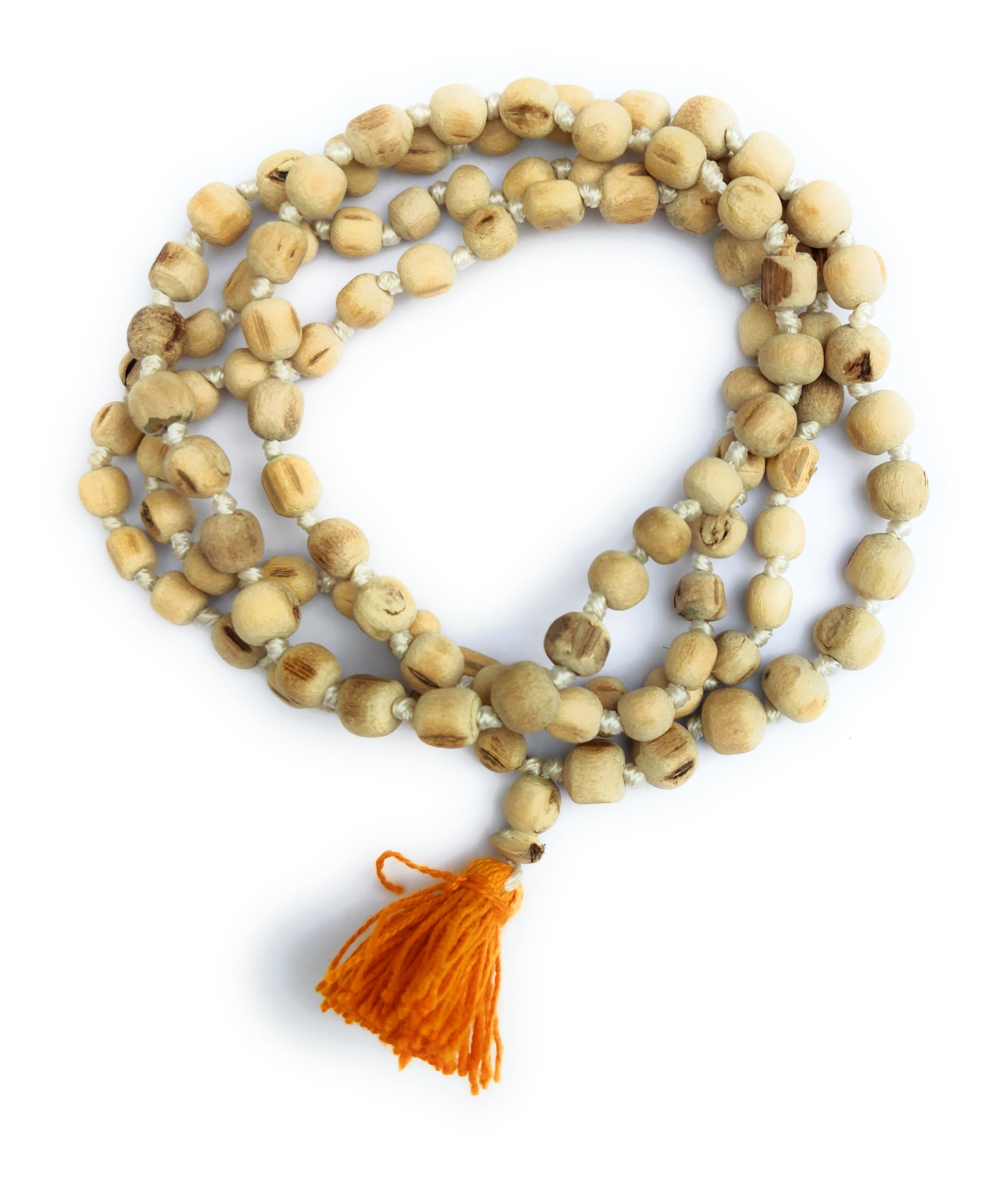 Apnisanskiti Tulsi Mala Japa Bead Natural Spritual Wood Hand Knoted Mala for Wearing and Pooja Japa 108+1 Beads (8mm Oval Shape)