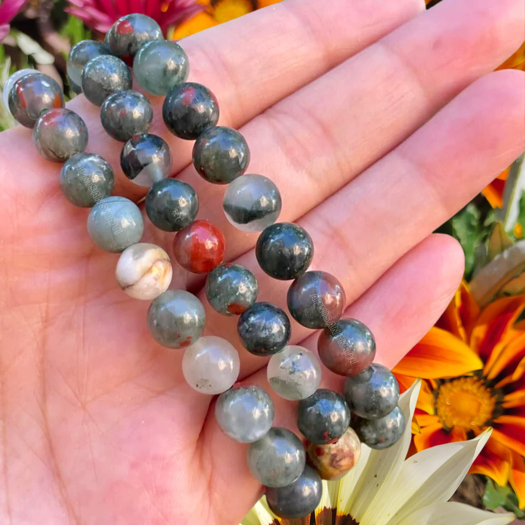 Apnisanskriti Certified Stone Bracelet (8mm) – Natural Reiki Feng Shui Round Gemstone – Free Size for Men & Women