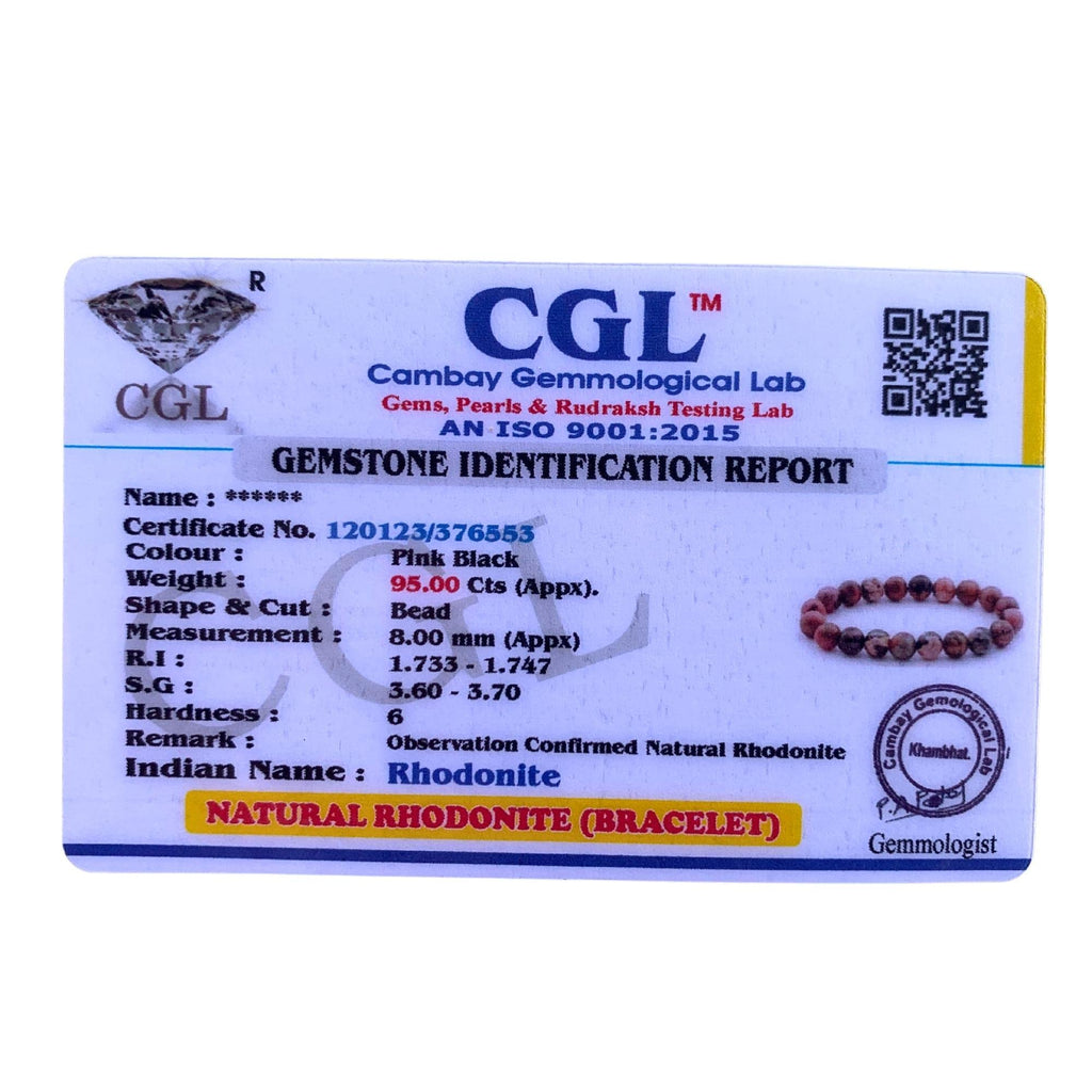 Apnisanskriti Certified Stone Bracelet (8mm) – Natural Reiki Feng Shui Round Gemstone – Free Size for Men & Women