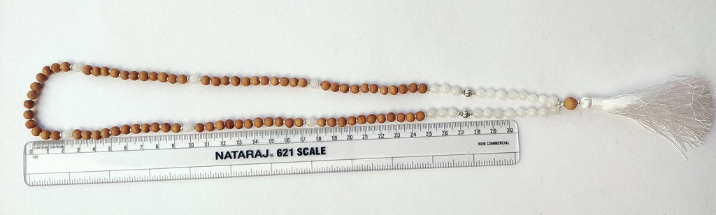 Apnisanskriti Chandan Mala (Sandalwood Rosary) For Men And Women Wearing (6Mm, Medium Size, 108+1, Lab Certified )Natural Chandan Beads