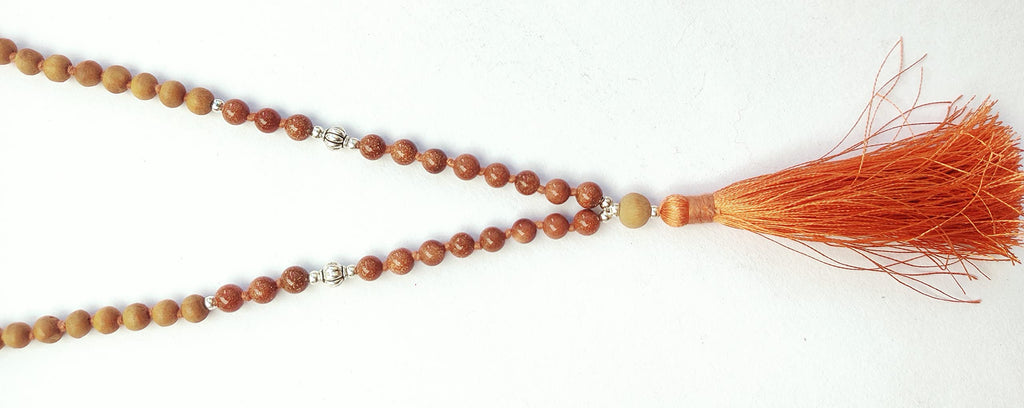 Apnisanskriti Chandan Mala (Sandalwood Rosary) For Men And Women Wearing (6Mm, Medium Size, 108+1, Lab Certified )Natural Chandan Beads