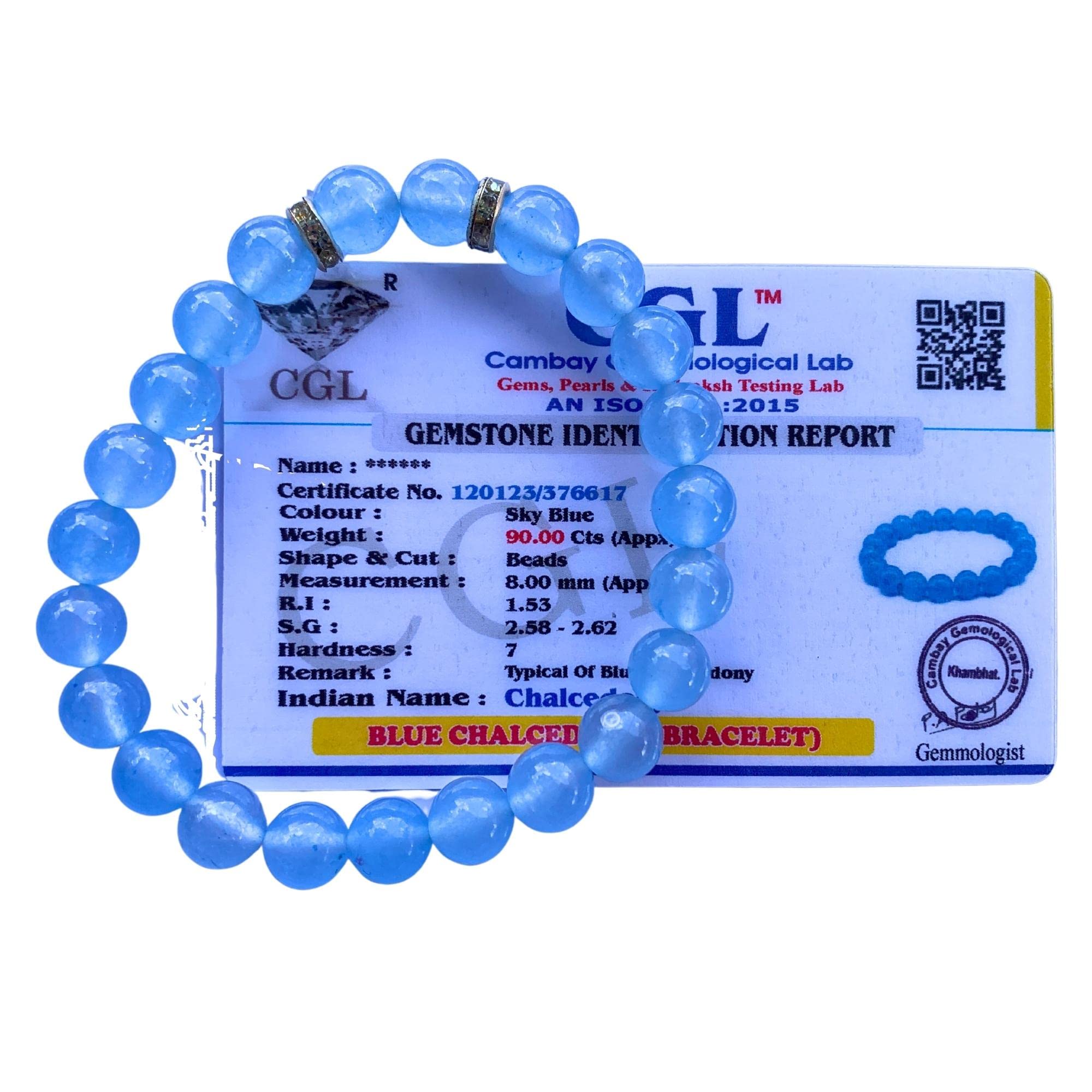 Apnisanskriti Certified Stone Bracelet (8mm) – Natural Reiki Feng Shui Round Gemstone – Free Size for Men & Women