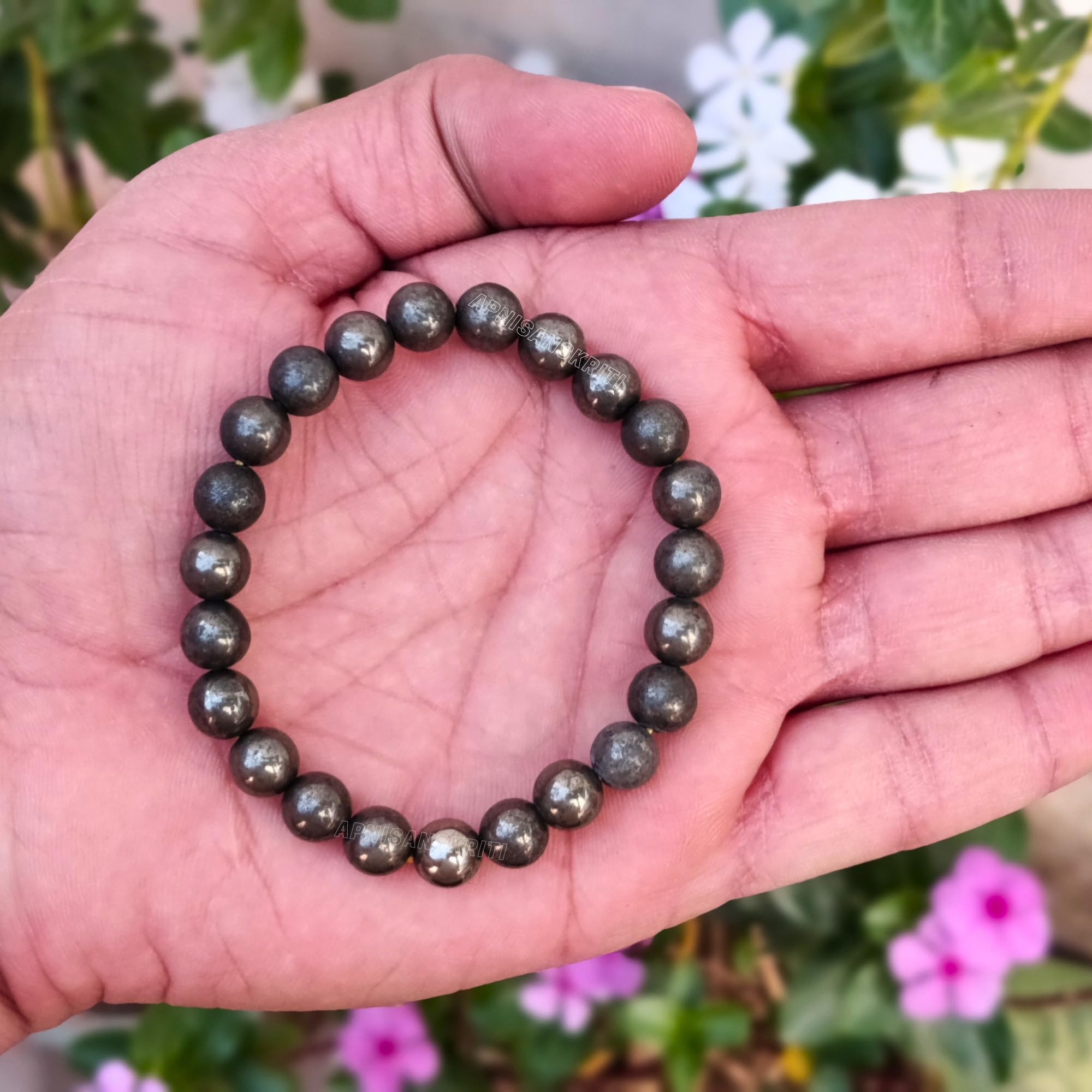 Apnisanskriti Certified Stone Bracelet (8mm) – Natural Reiki Feng Shui Round Gemstone – Free Size for Men & Women