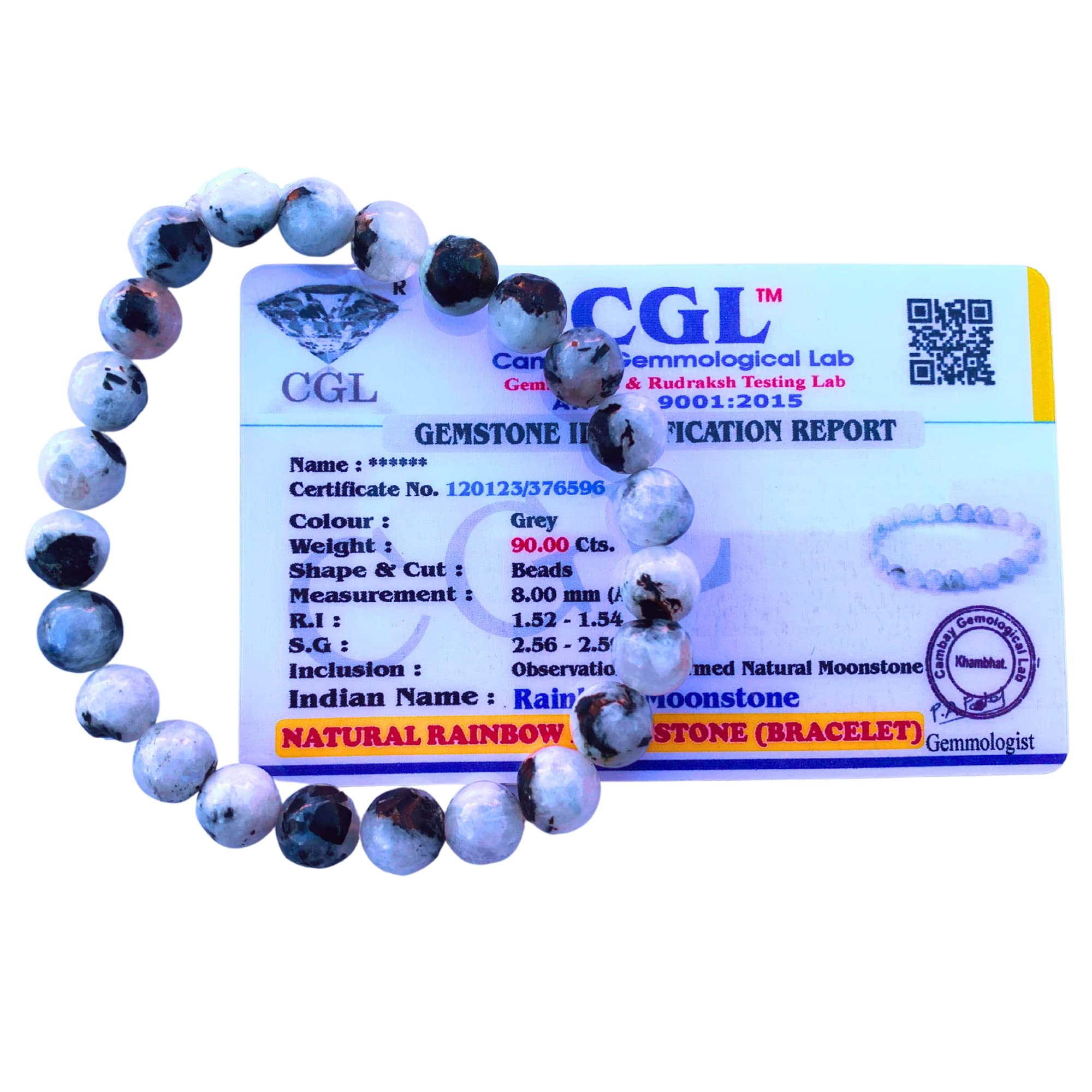 Apnisanskriti Certified Stone Bracelet (8mm) – Natural Reiki Feng Shui Round Gemstone – Free Size for Men & Women