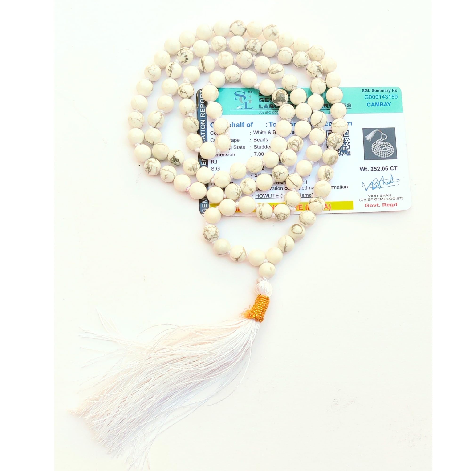 Apnisanskriti Premium Stone Mala for Men and Women (6mm, AAA Quality, Lab Certified, 108+1) - Natural Stone Beads Mala - Pack of 1