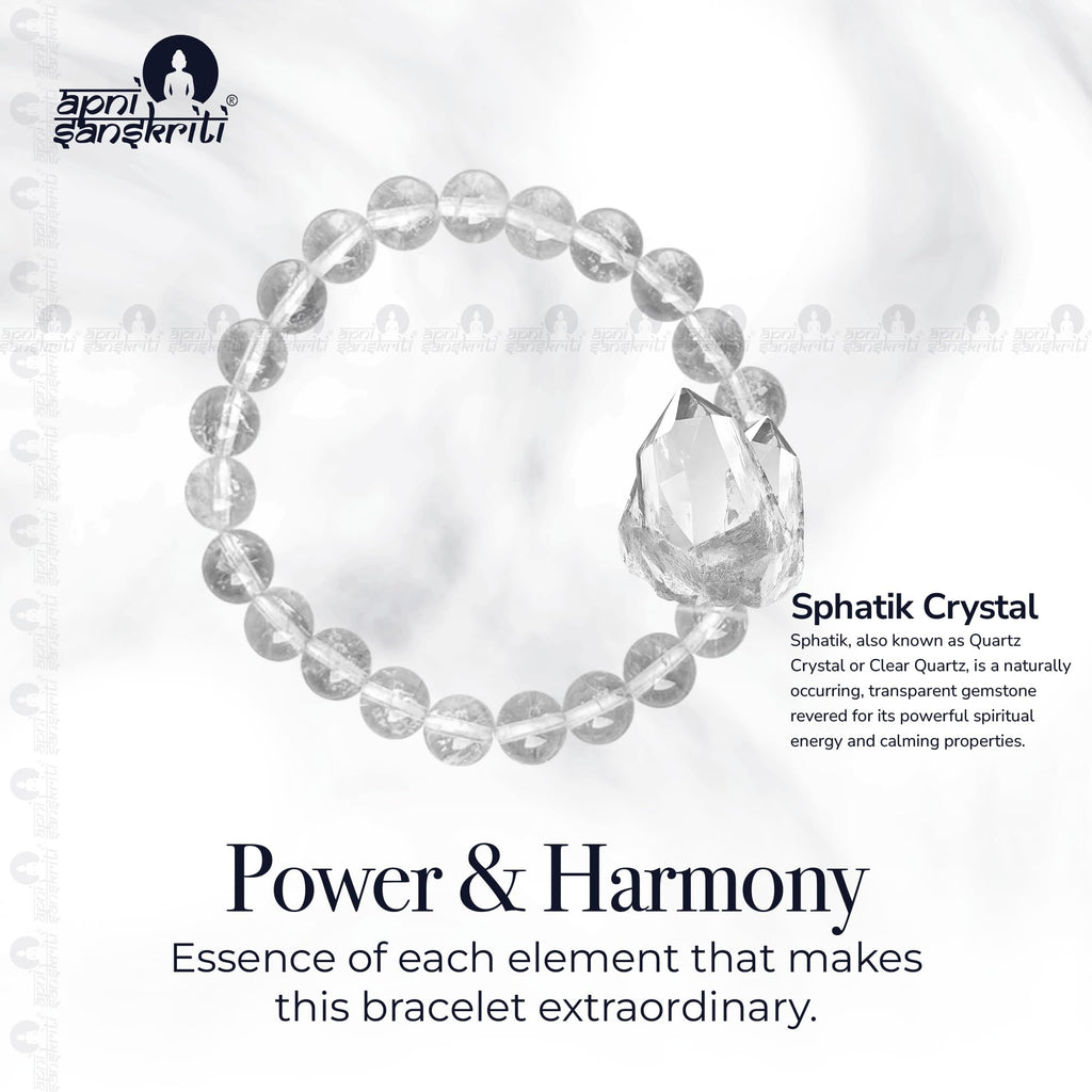 Apnisanskriti Certified Stone Bracelet (8mm) – Natural Reiki Feng Shui Round Gemstone – Free Size for Men & Women