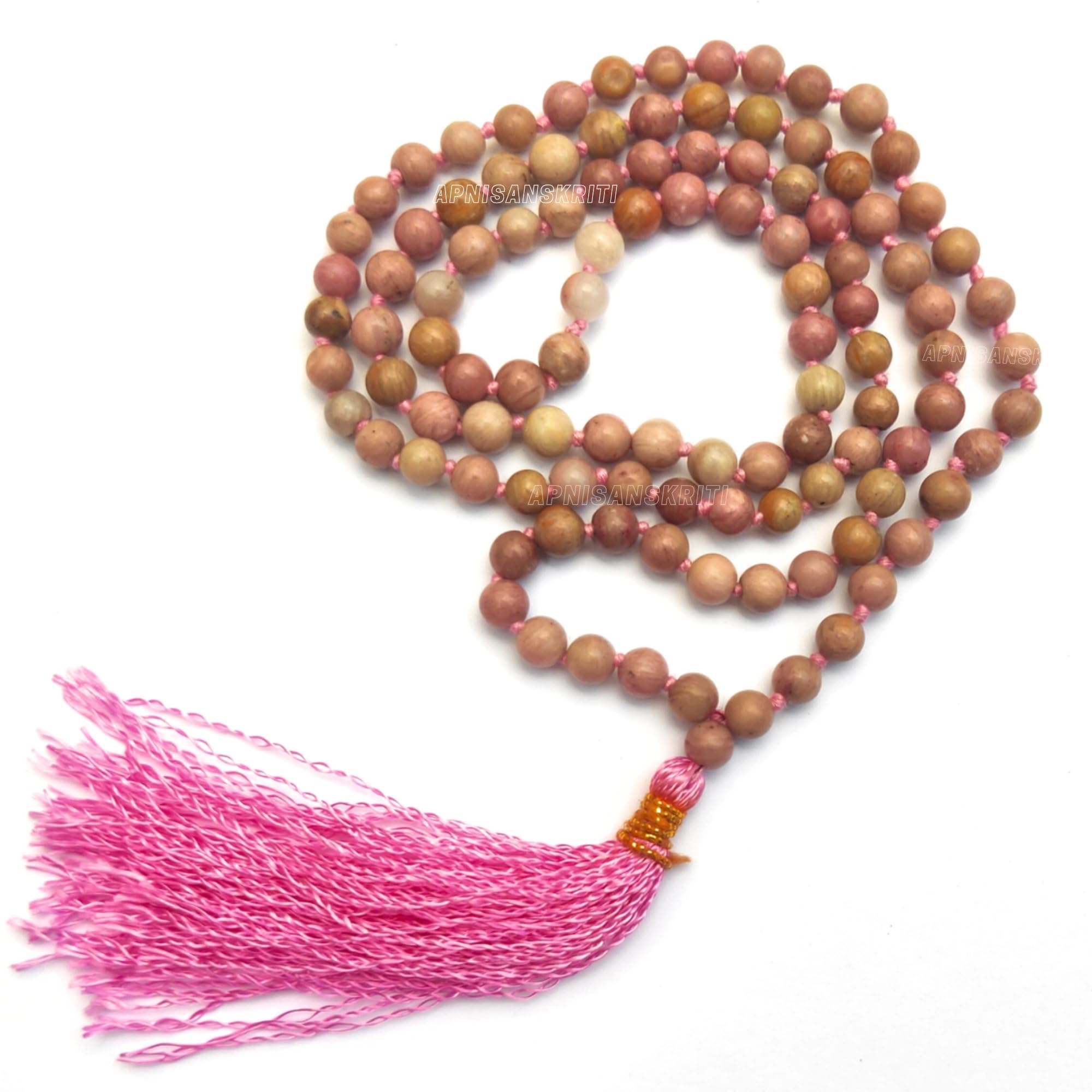 Apnisanskriti Premium Stone Mala for Men and Women (6mm, AAA Quality, Lab Certified, 108+1) - Natural Stone Beads Mala - Pack of 1