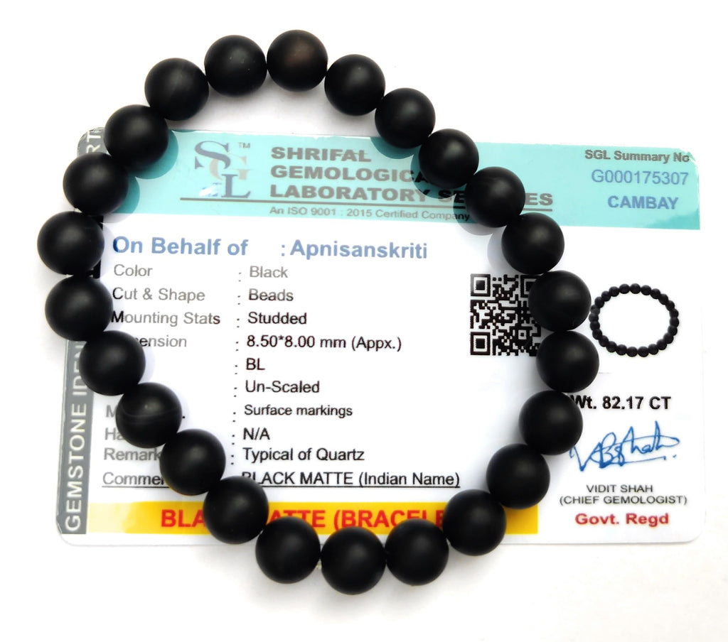 Apnisanskriti Certified Stone Bracelet (8mm) – Natural Reiki Feng Shui Round Gemstone – Free Size for Men & Women