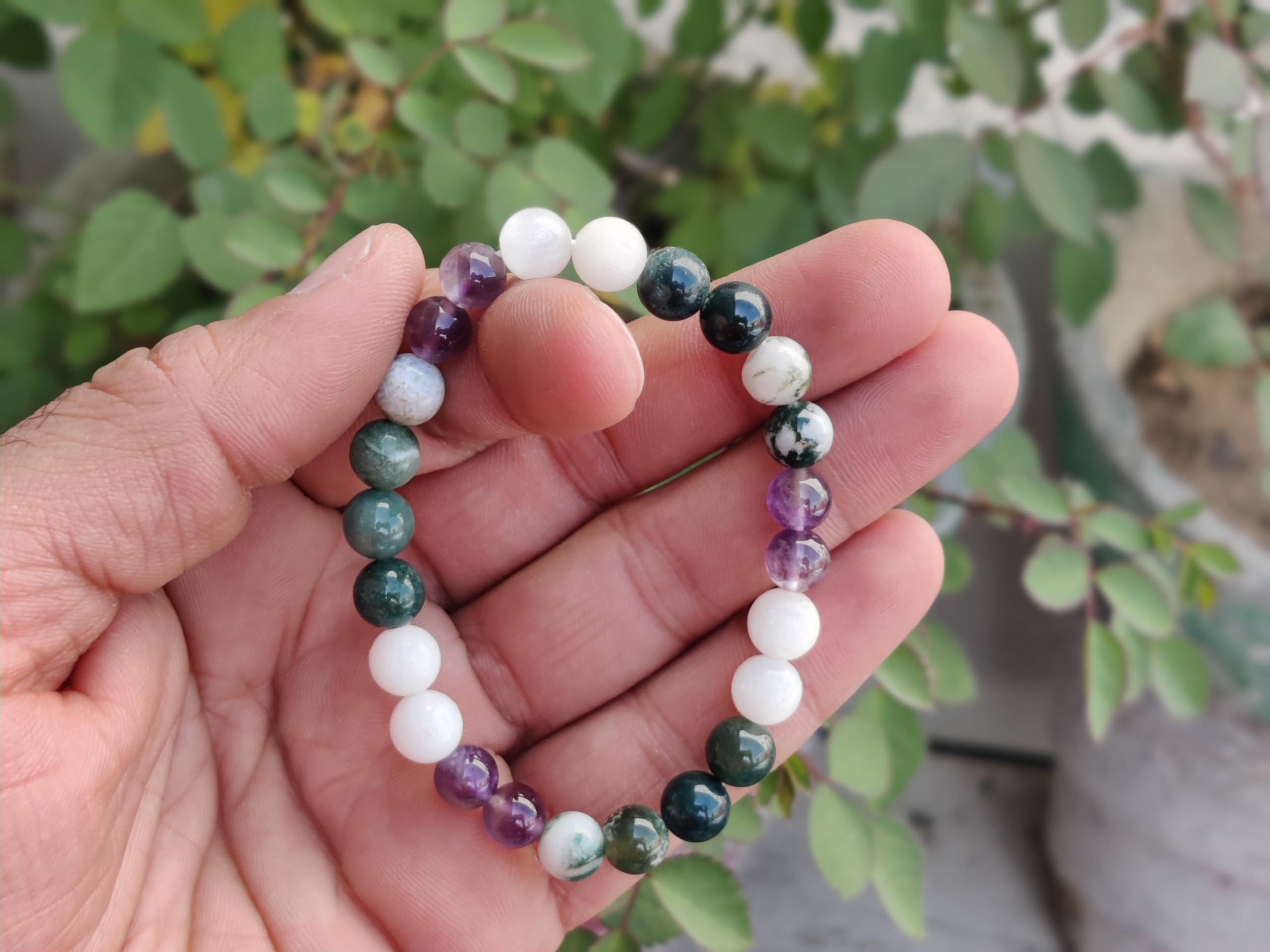 Apnisanskriti Asthma Healing Crystals Band | Stretchable Round Beads | Handmade Multicolor Wellness Jewelry for Men & Women