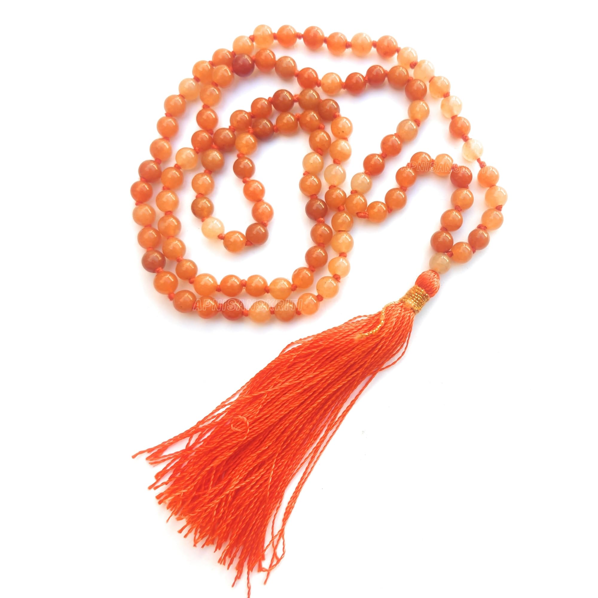 Apnisanskriti Premium Stone Mala for Men and Women (6mm, AAA Quality, Lab Certified, 108+1) - Natural Stone Beads Mala - Pack of 1