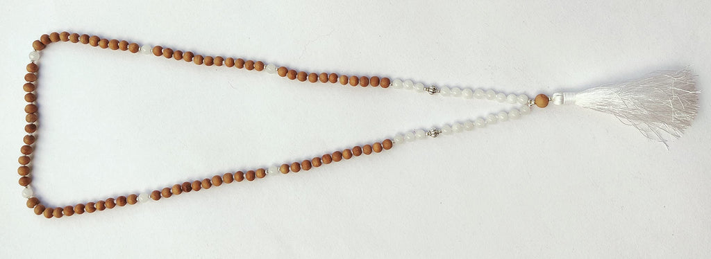 Apnisanskriti Chandan Mala (Sandalwood Rosary) For Men And Women Wearing (6Mm, Medium Size, 108+1, Lab Certified )Natural Chandan Beads