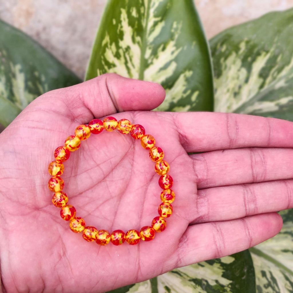 Apnisanskriti Certified Stone Bracelet (8mm) – Natural Reiki Feng Shui Round Gemstone – Free Size for Men & Women