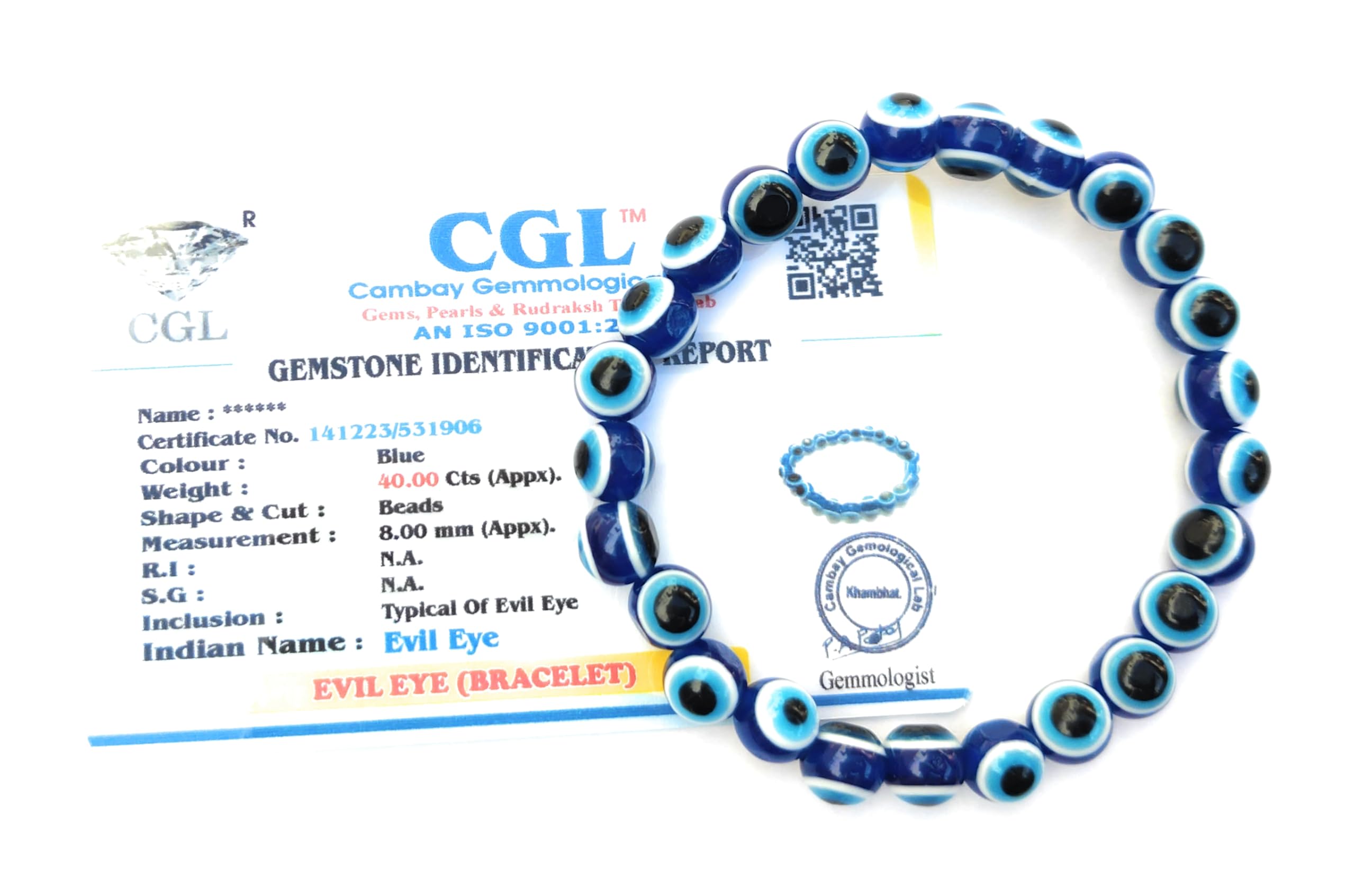 Apnisanskriti Certified Stone Bracelet (8mm) – Natural Reiki Feng Shui Round Gemstone – Free Size for Men & Women