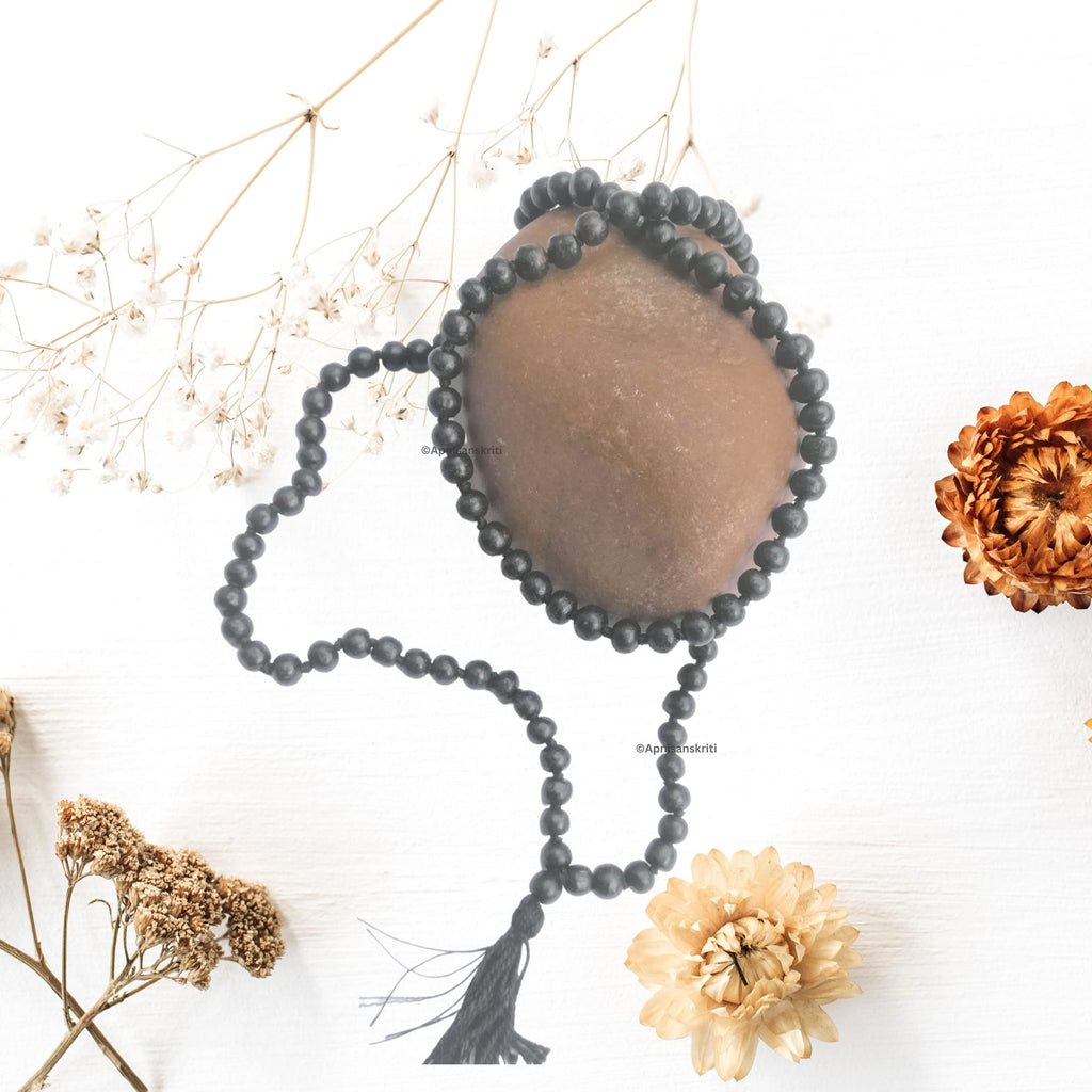 Apnisanskriti Kali Chandan Mala (Black Sandalwood Rosary) for Japa and for men and women wearing (7-8mm, 108+1 Beads) - Natural Kala/Black Chandan Beads - Pack of 1