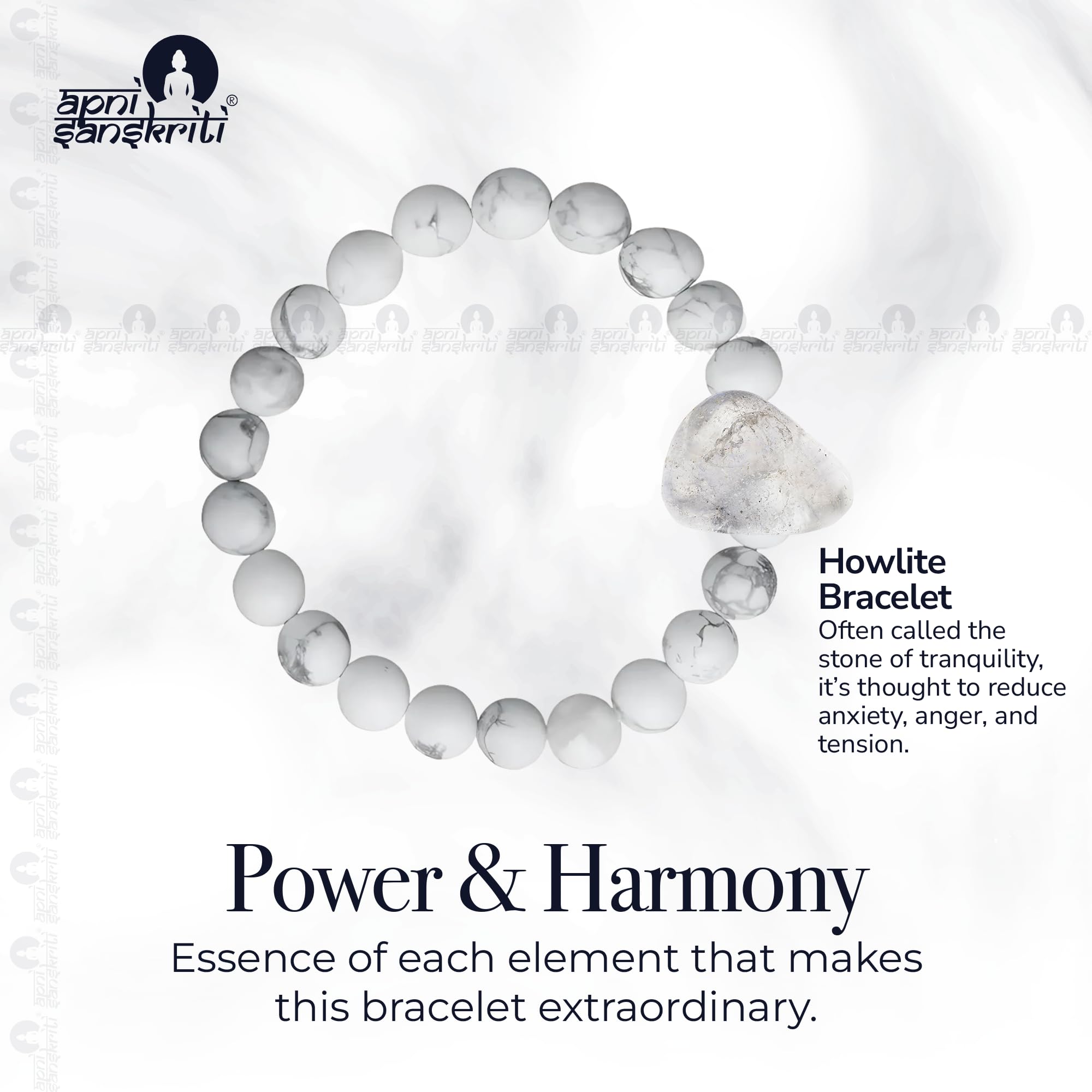 Apnisanskriti Certified Stone Bracelet (8mm) – Natural Reiki Feng Shui Round Gemstone – Free Size for Men & Women