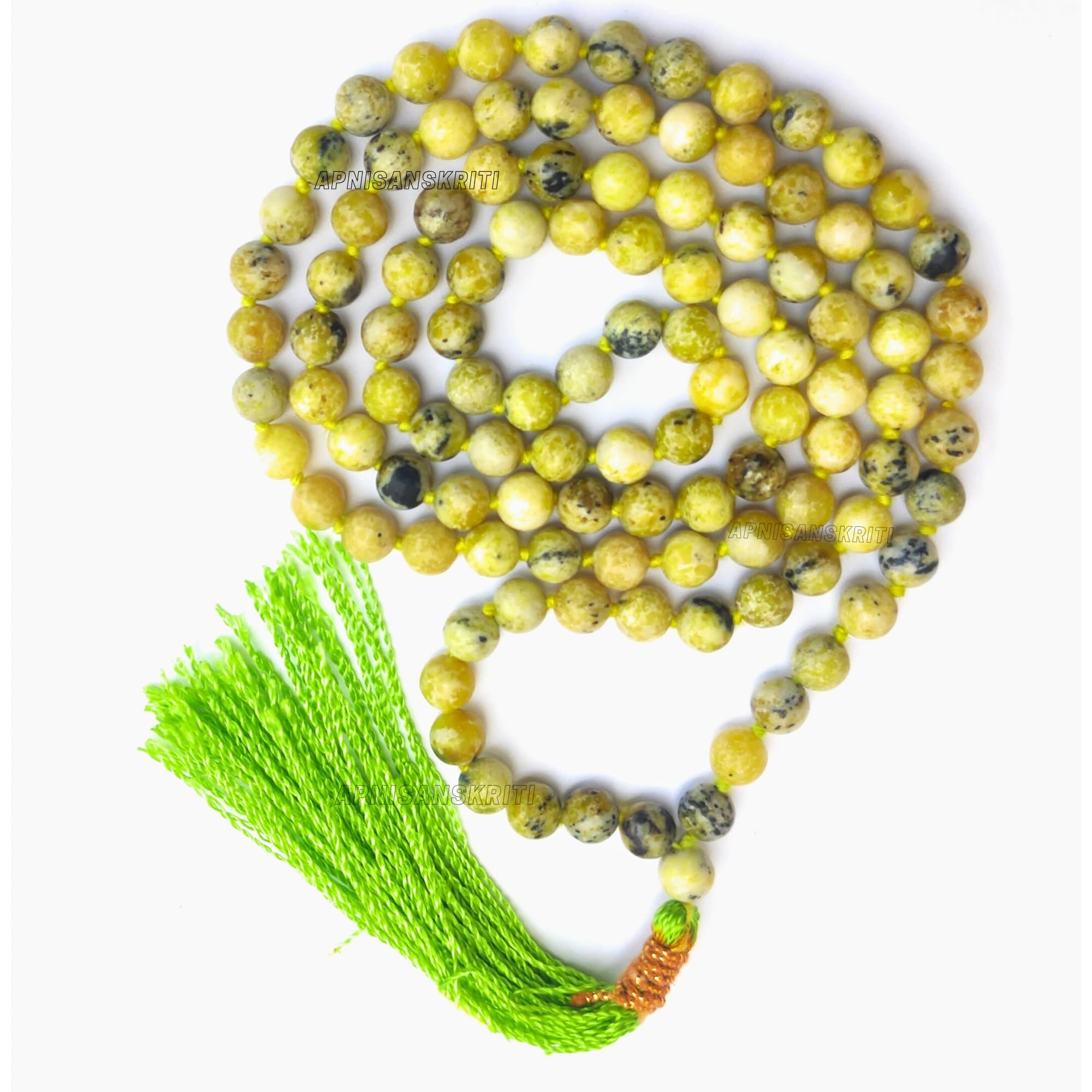 Apnisanskriti Premium Stone Mala for Men and Women (6mm, AAA Quality, Lab Certified, 108+1) - Natural Stone Beads Mala - Pack of 1