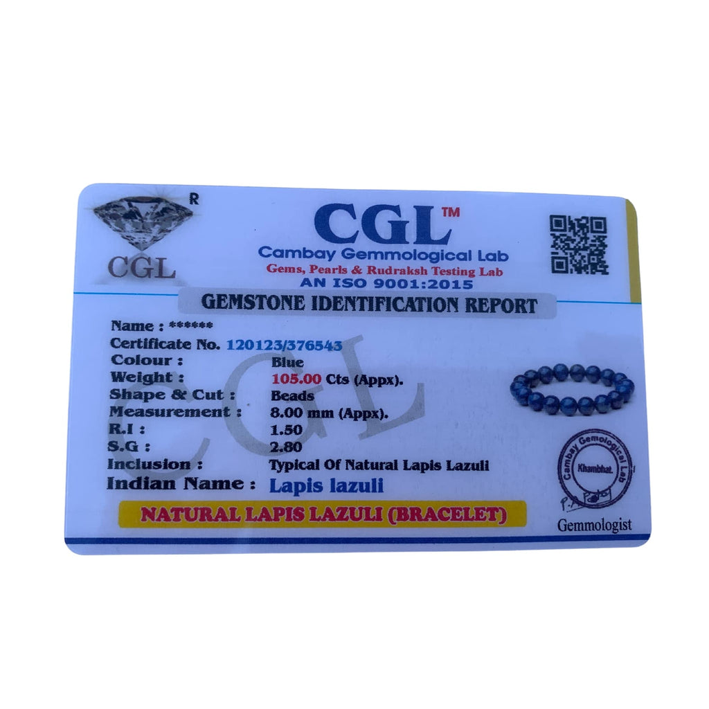 Apnisanskriti Certified Stone Bracelet (8mm) – Natural Reiki Feng Shui Round Gemstone – Free Size for Men & Women