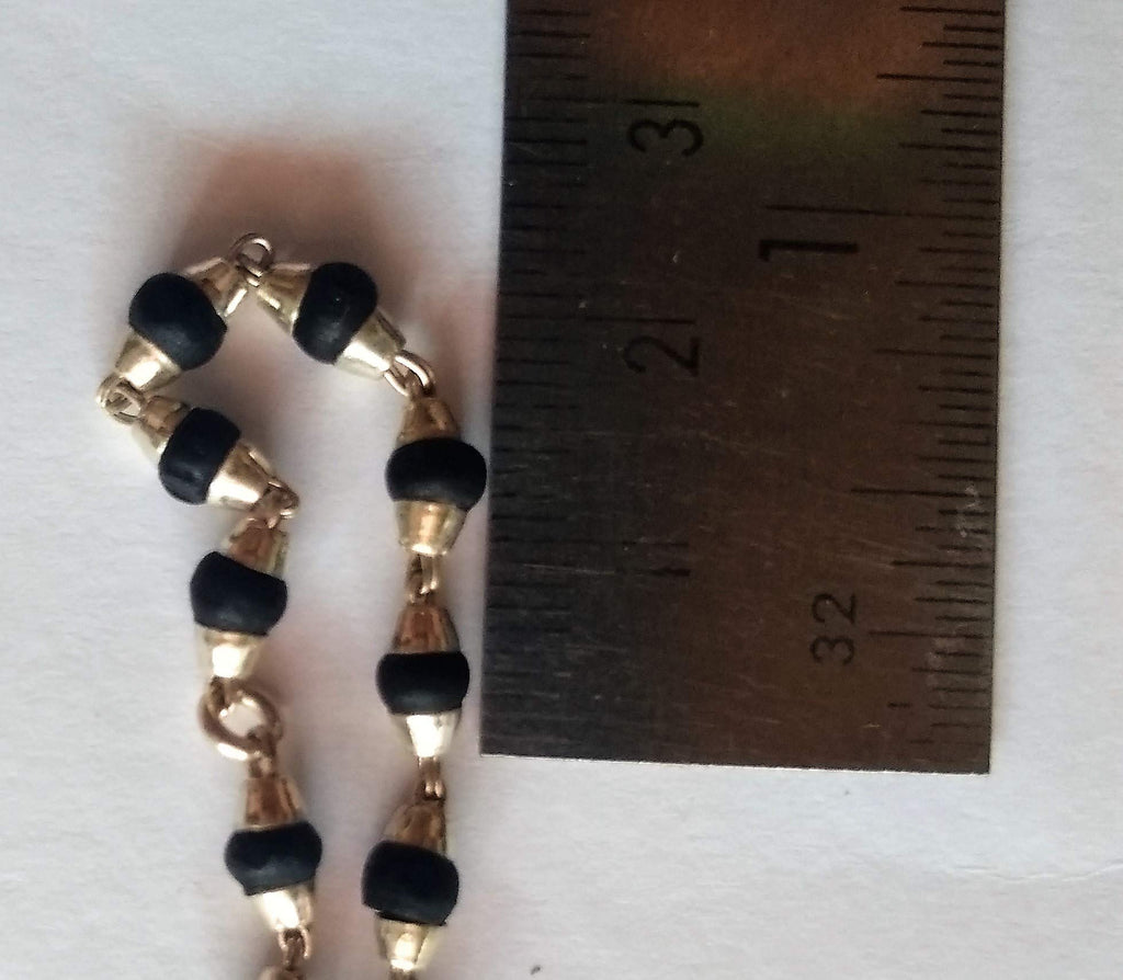 Apnisanskriti Black & White Tulsi Mala in Silver Designer Caps - Special Edition Big Size - Natural White Tulsi Beads - Pure Silver