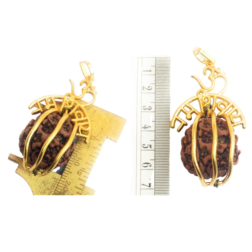 Apnisanskriti Certified Om Namaha Shivaya Rudrakasha Locket for Men and Women- Brown - Natural Rudraksha Beads - Pack of 1