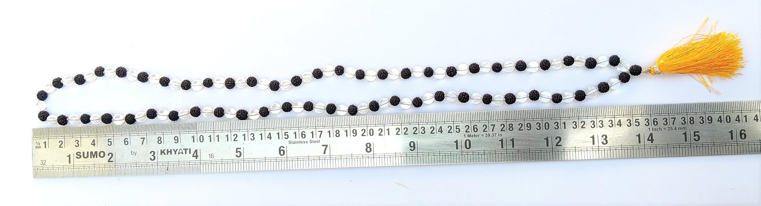Apnisanskriti Certified Black Rudraksha and Spatic Beads Mala - Natural Beads for Men and Women
