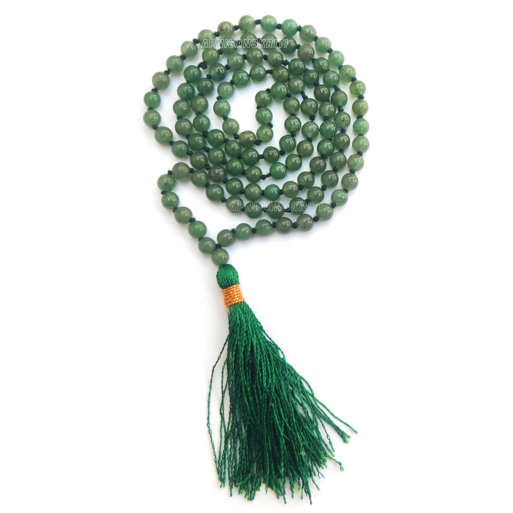 Apnisanskriti Premium Stone Mala for Men and Women (6mm, AAA Quality, Lab Certified, 108+1) - Natural Stone Beads Mala - Pack of 1