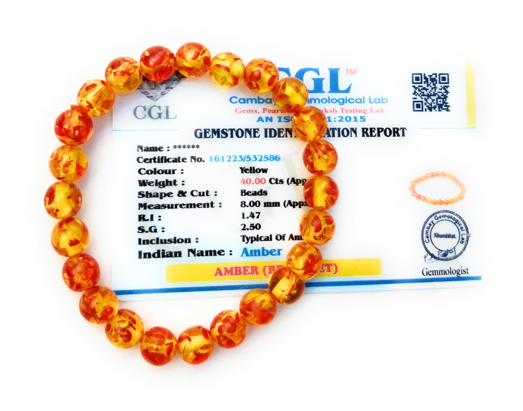 Apnisanskriti Certified Stone Bracelet (8mm) – Natural Reiki Feng Shui Round Gemstone – Free Size for Men & Women