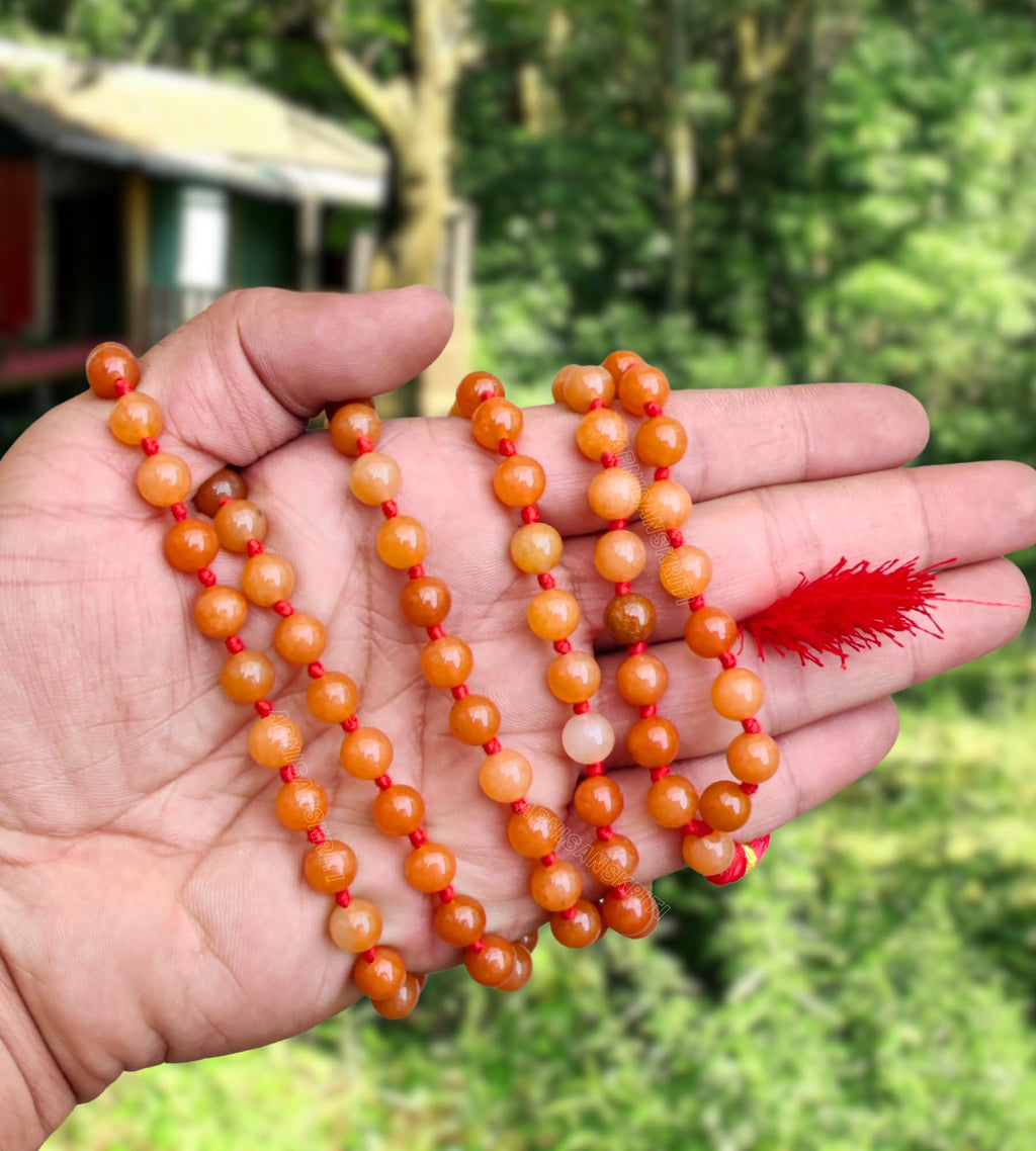 Apnisanskriti 8mm Red Aventurine Mala - Energizing Beads for Vitality and Courage (Pack of 1)