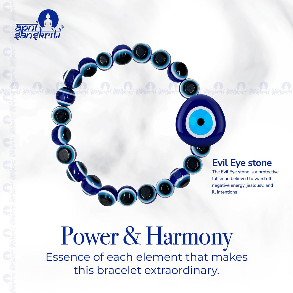 Apnisanskriti Certified Stone Bracelet (8mm) – Natural Reiki Feng Shui Round Gemstone – Free Size for Men & Women