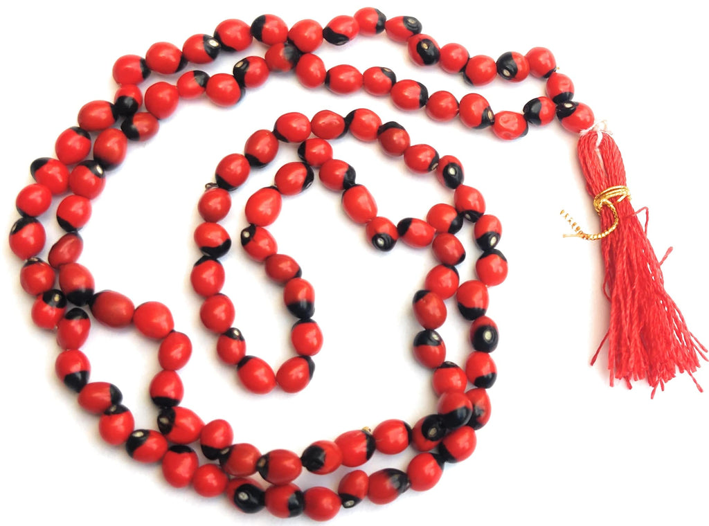 Apnisanskriti Gunja Mala (Gurinvida Mala, Laal Chirmi Mala) For Unisex (108 + 1 Beads) - Red Color - Pack of 1