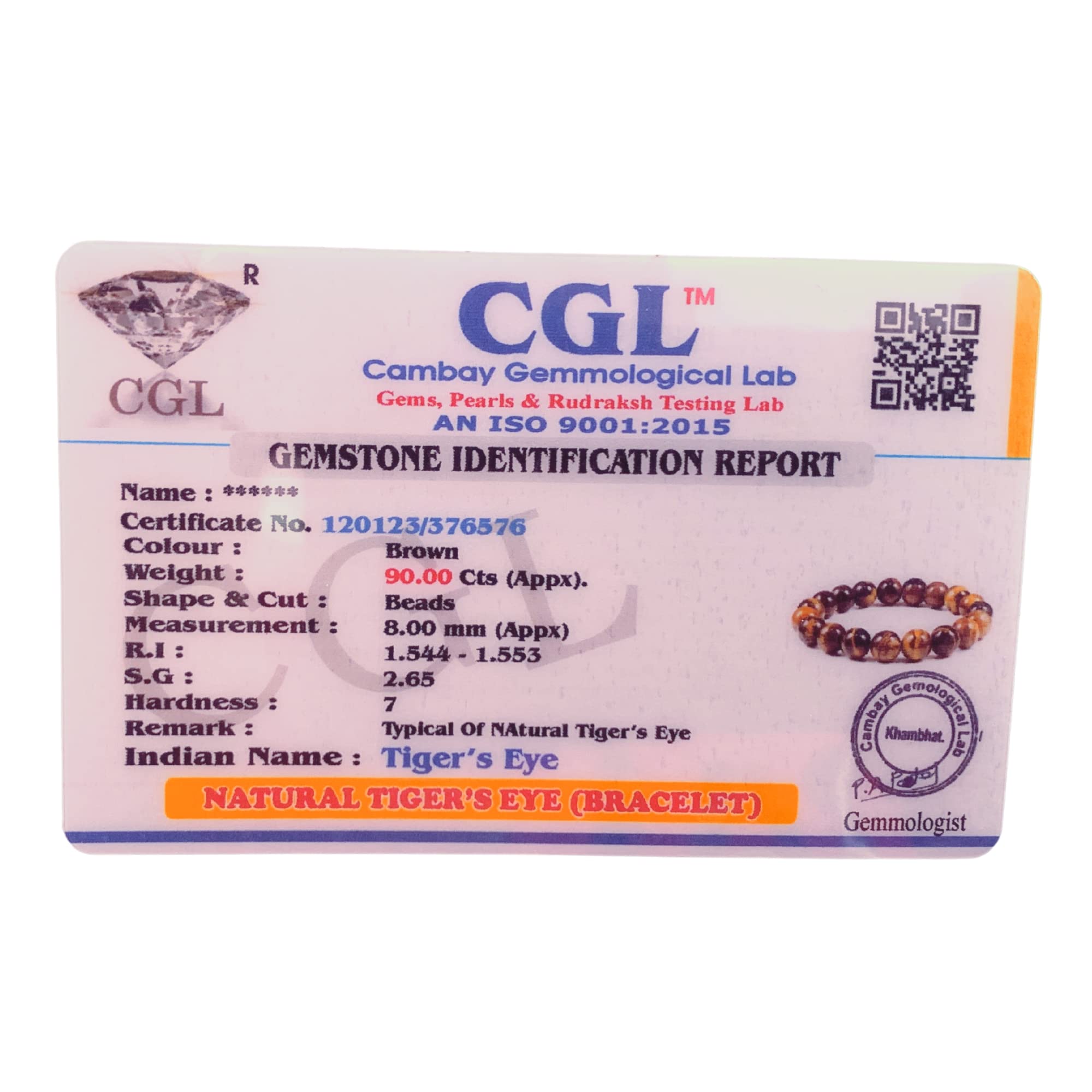 Apnisanskriti Certified Stone Bracelet (8mm) – Natural Reiki Feng Shui Round Gemstone – Free Size for Men & Women