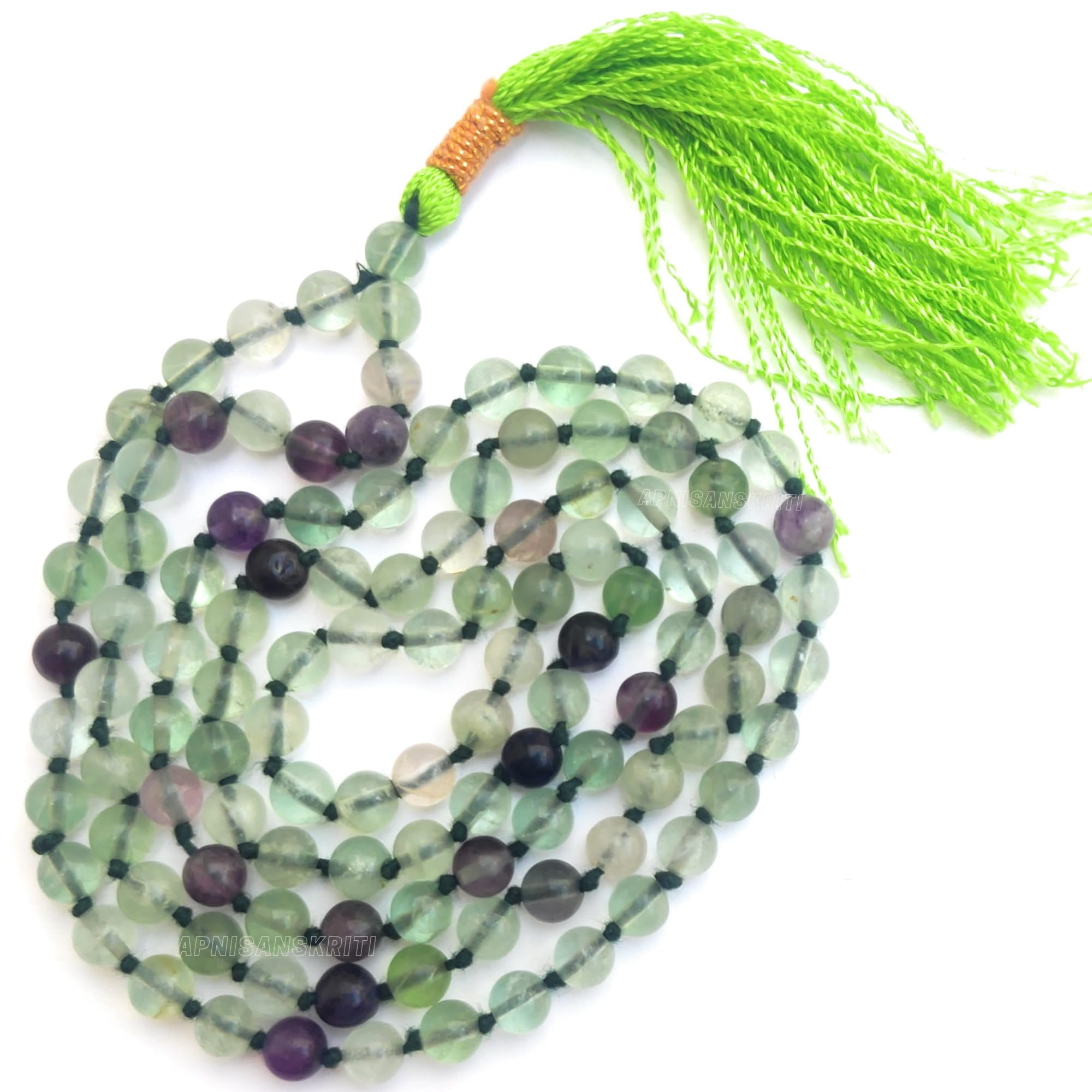 Apnisanskriti Premium Stone Mala for Men and Women (6mm, AAA Quality, Lab Certified, 108+1) - Natural Stone Beads Mala - Pack of 1