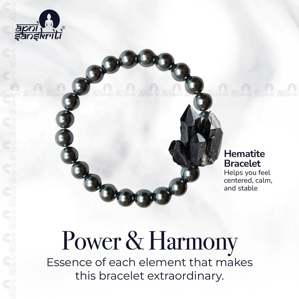 Apnisanskriti Certified Stone Bracelet (8mm) – Natural Reiki Feng Shui Round Gemstone – Free Size for Men & Women