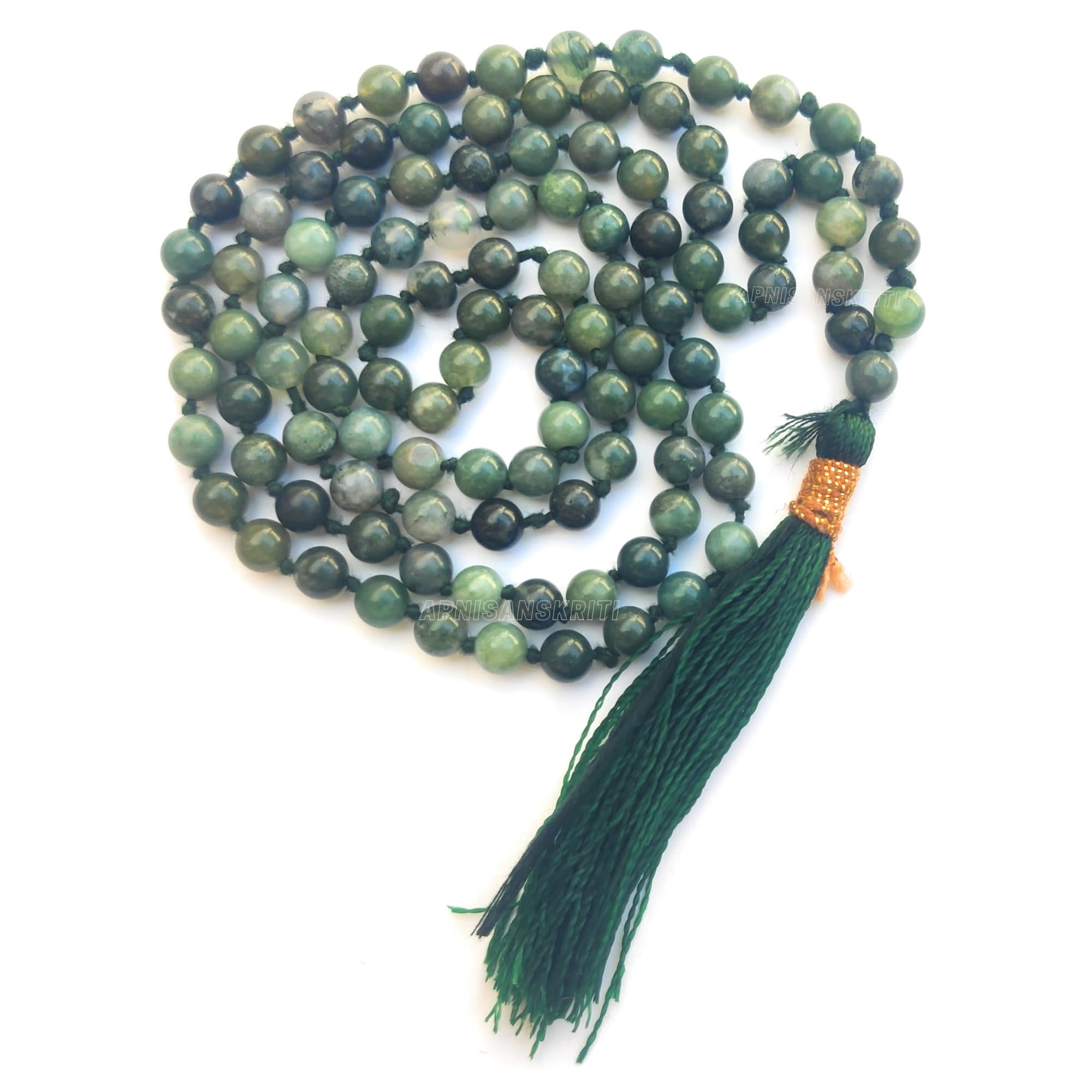 Apnisanskriti Premium Stone Mala for Men and Women (6mm, AAA Quality, Lab Certified, 108+1) - Natural Stone Beads Mala - Pack of 1