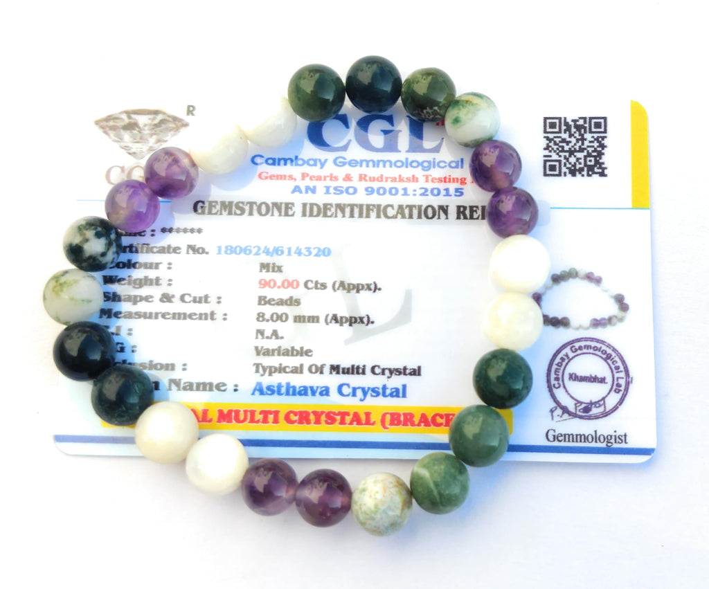 Apnisanskriti Asthma Healing Crystals Band | Stretchable Round Beads | Handmade Multicolor Wellness Jewelry for Men & Women