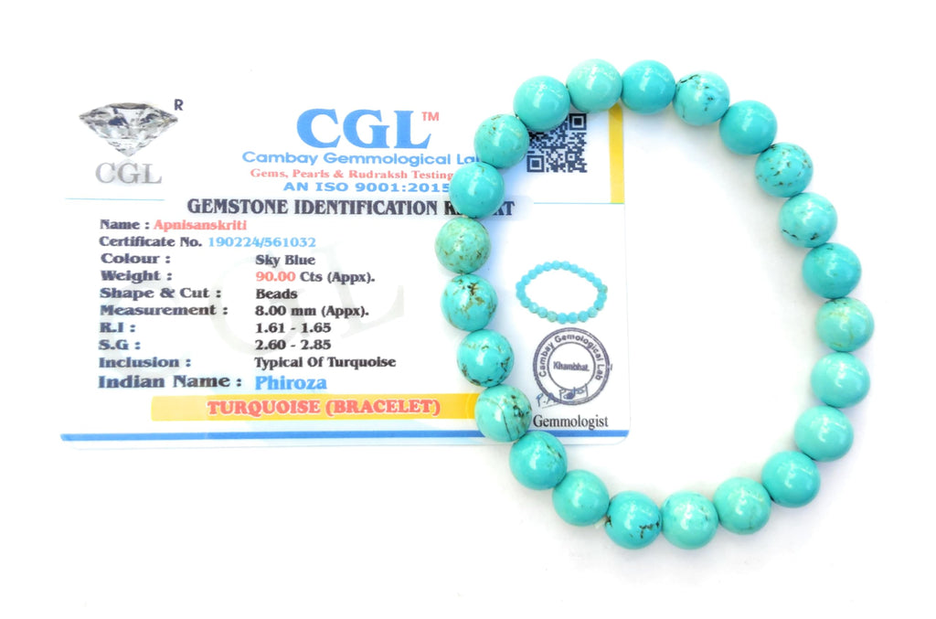 Apnisanskriti Certified Stone Bracelet (8mm) – Natural Reiki Feng Shui Round Gemstone – Free Size for Men & Women