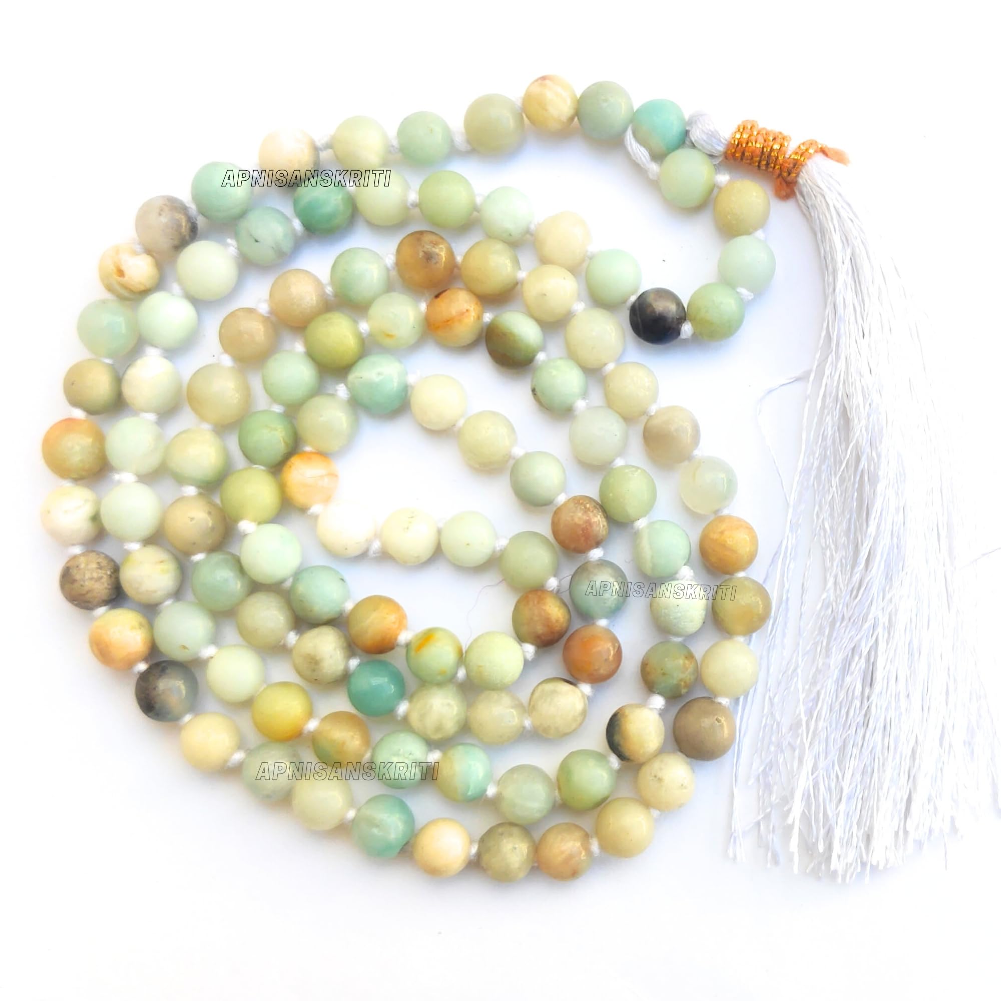 Apnisanskriti Premium Stone Mala for Men and Women (6mm, AAA Quality, Lab Certified, 108+1) - Natural Stone Beads Mala - Pack of 1