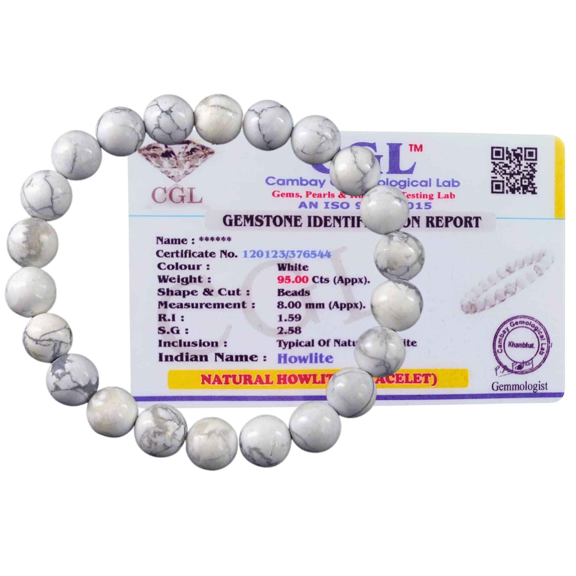 Apnisanskriti Certified Stone Bracelet (8mm) – Natural Reiki Feng Shui Round Gemstone – Free Size for Men & Women